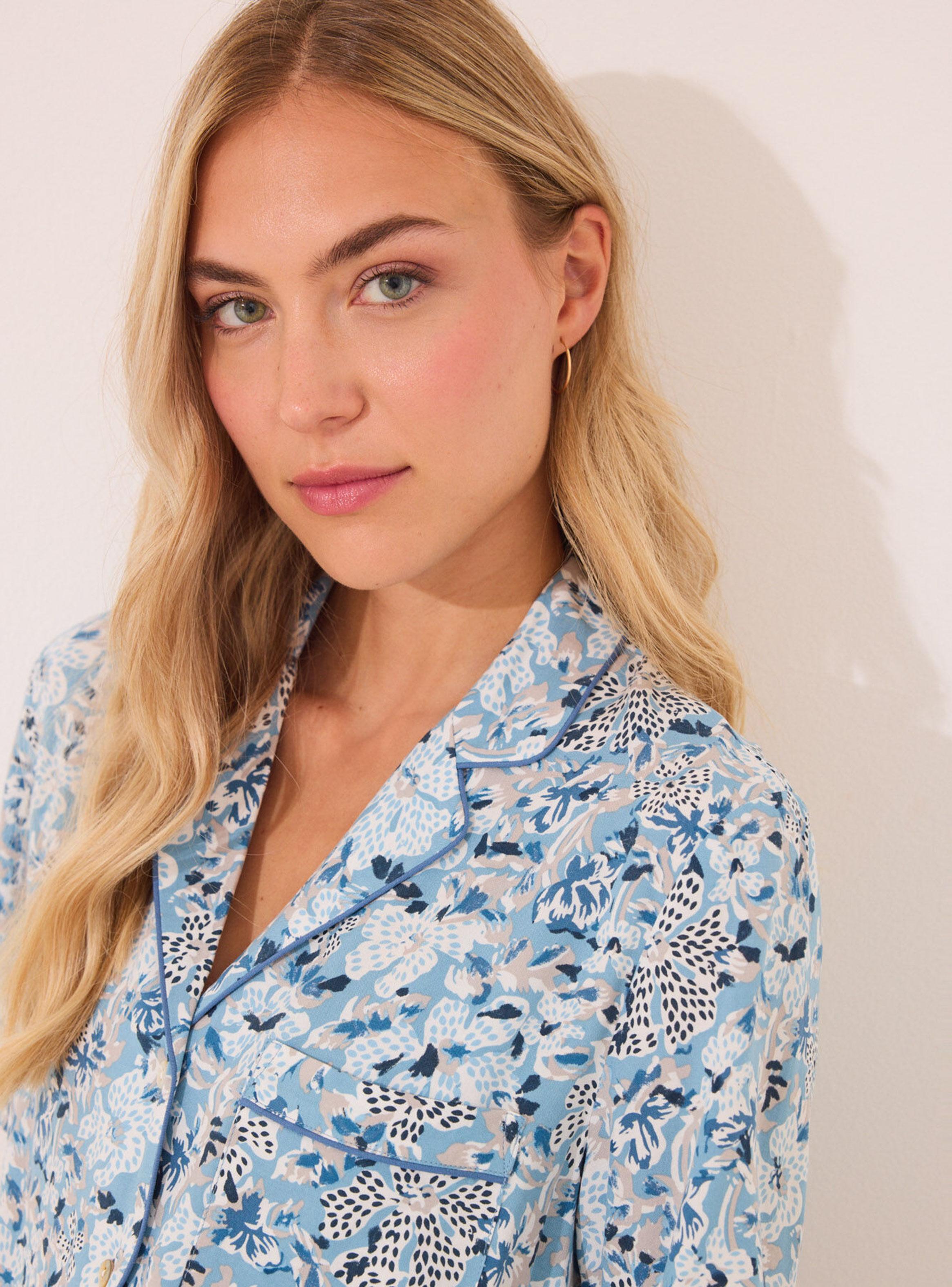 Pijama Camisero Largo Viscosa Flores-4