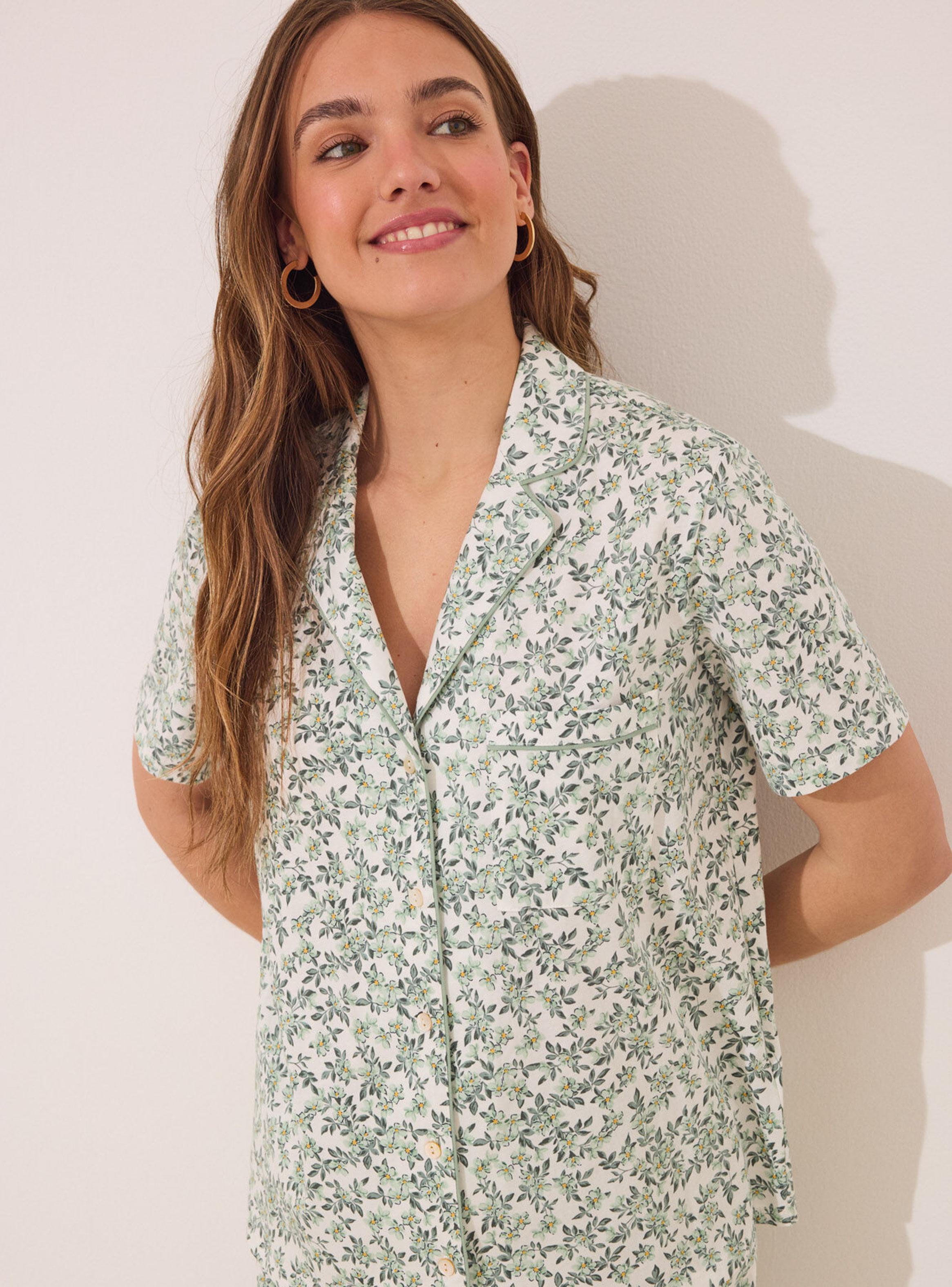 Pijama Camisero Largo Algodón Flores-2