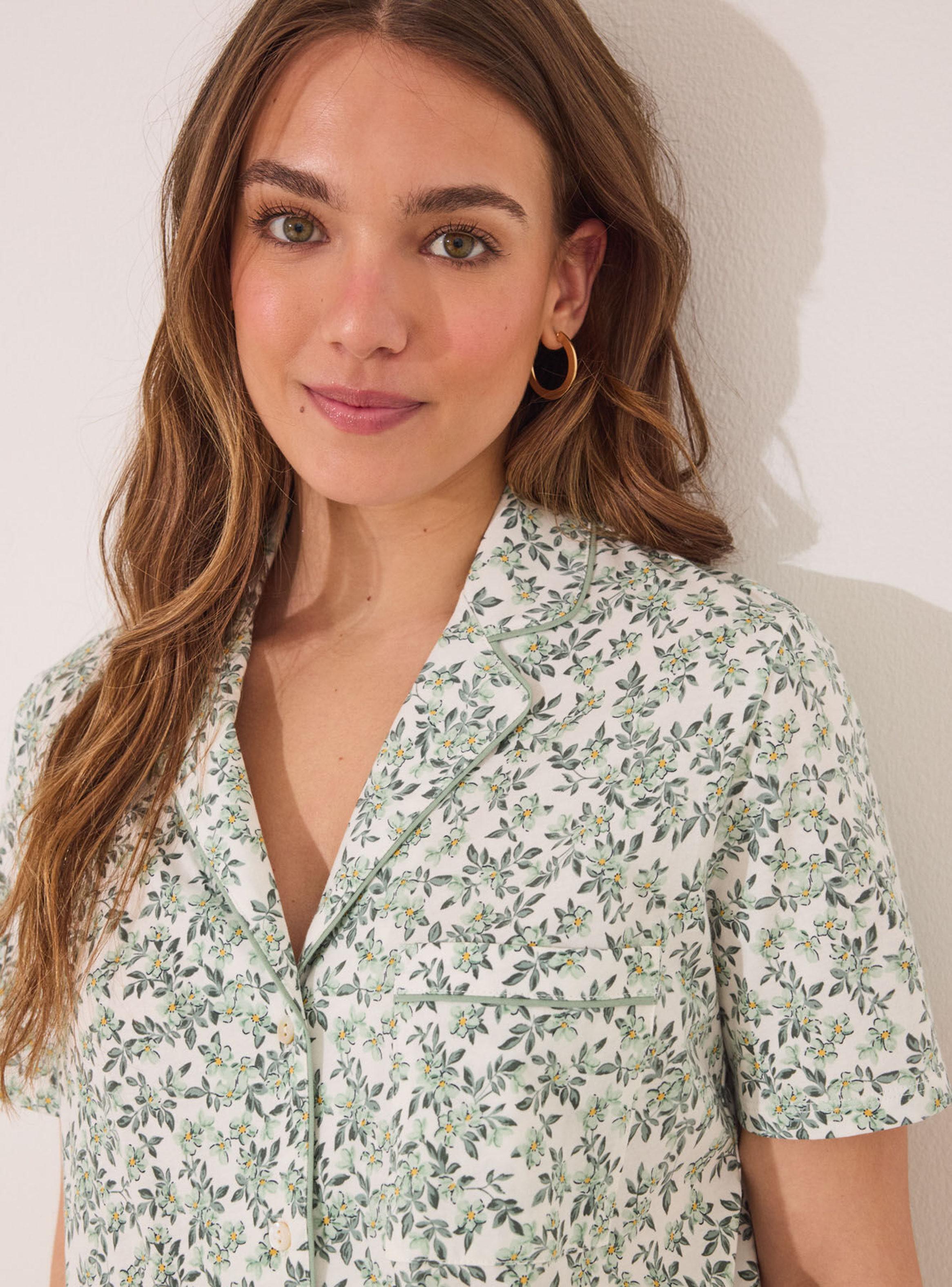 Pijama Camisero Largo Algodón Flores-3