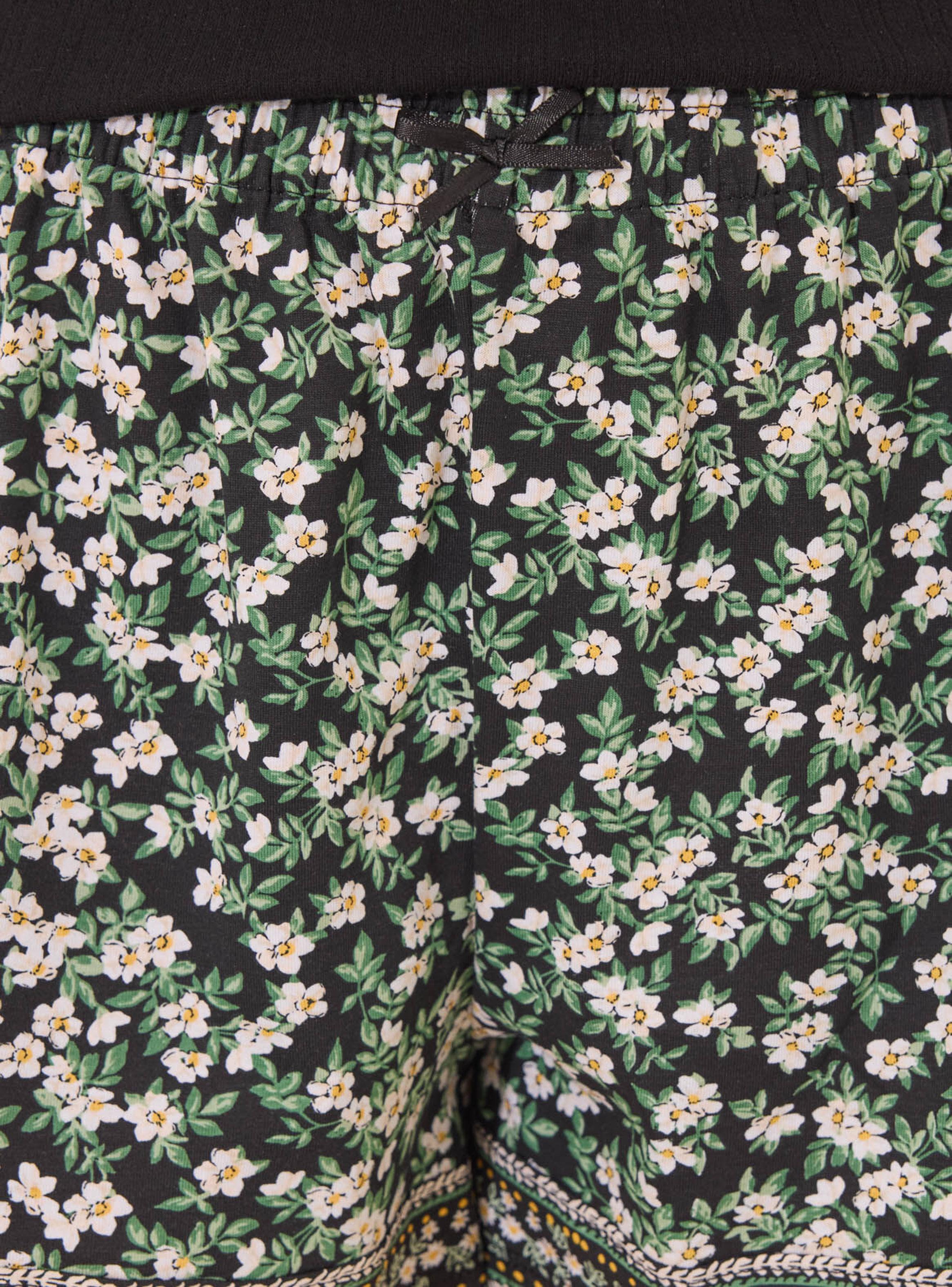 Pijama Corto Algodón Pointelle Negro-4