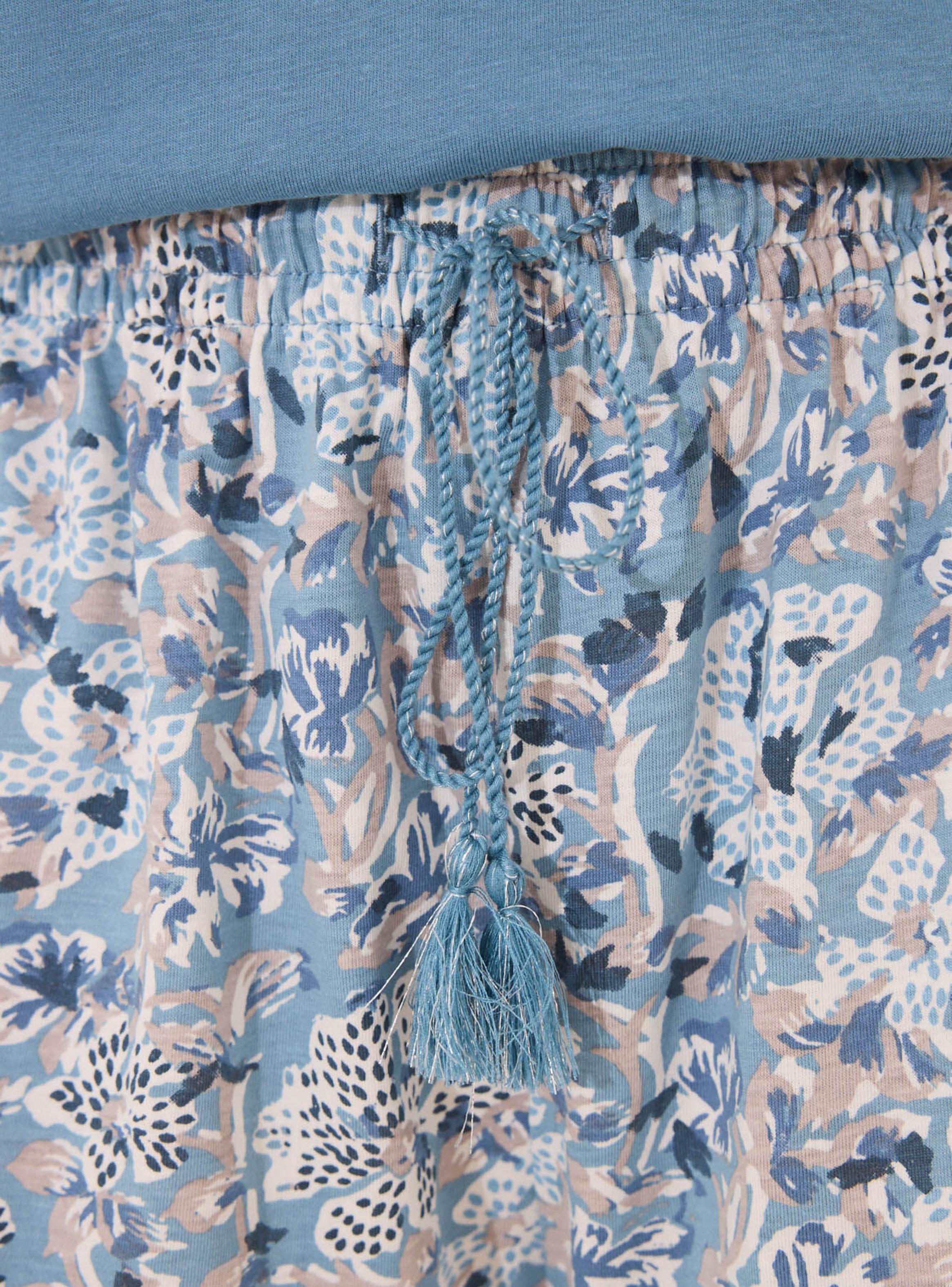 Pijama Corto Algodón Flores con Detalle Mangas-3