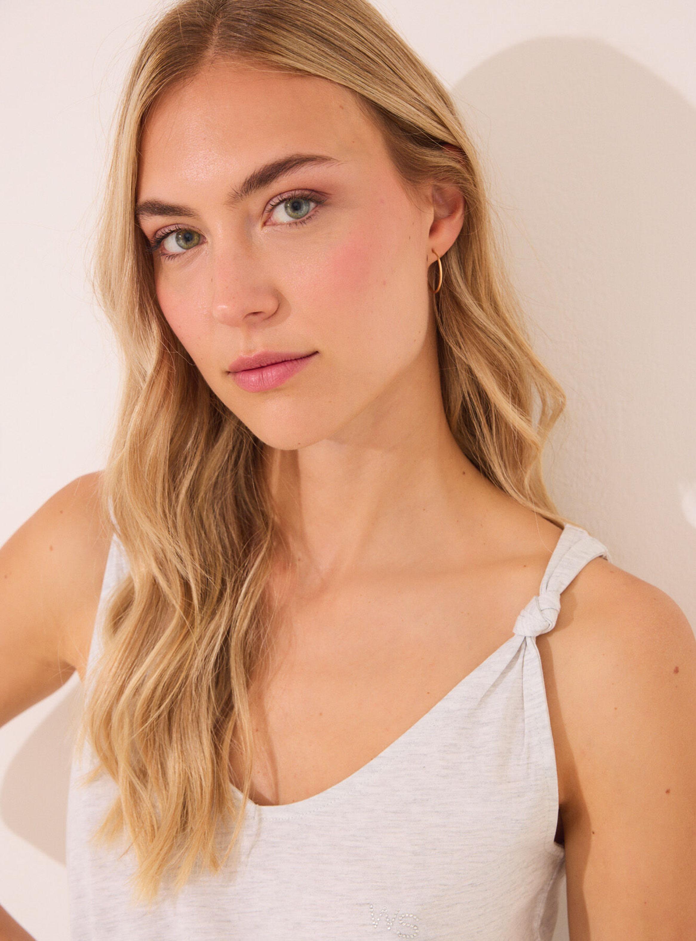 Pijama Corto Tirantes Algodón Paisley Liso y Tirantes-3