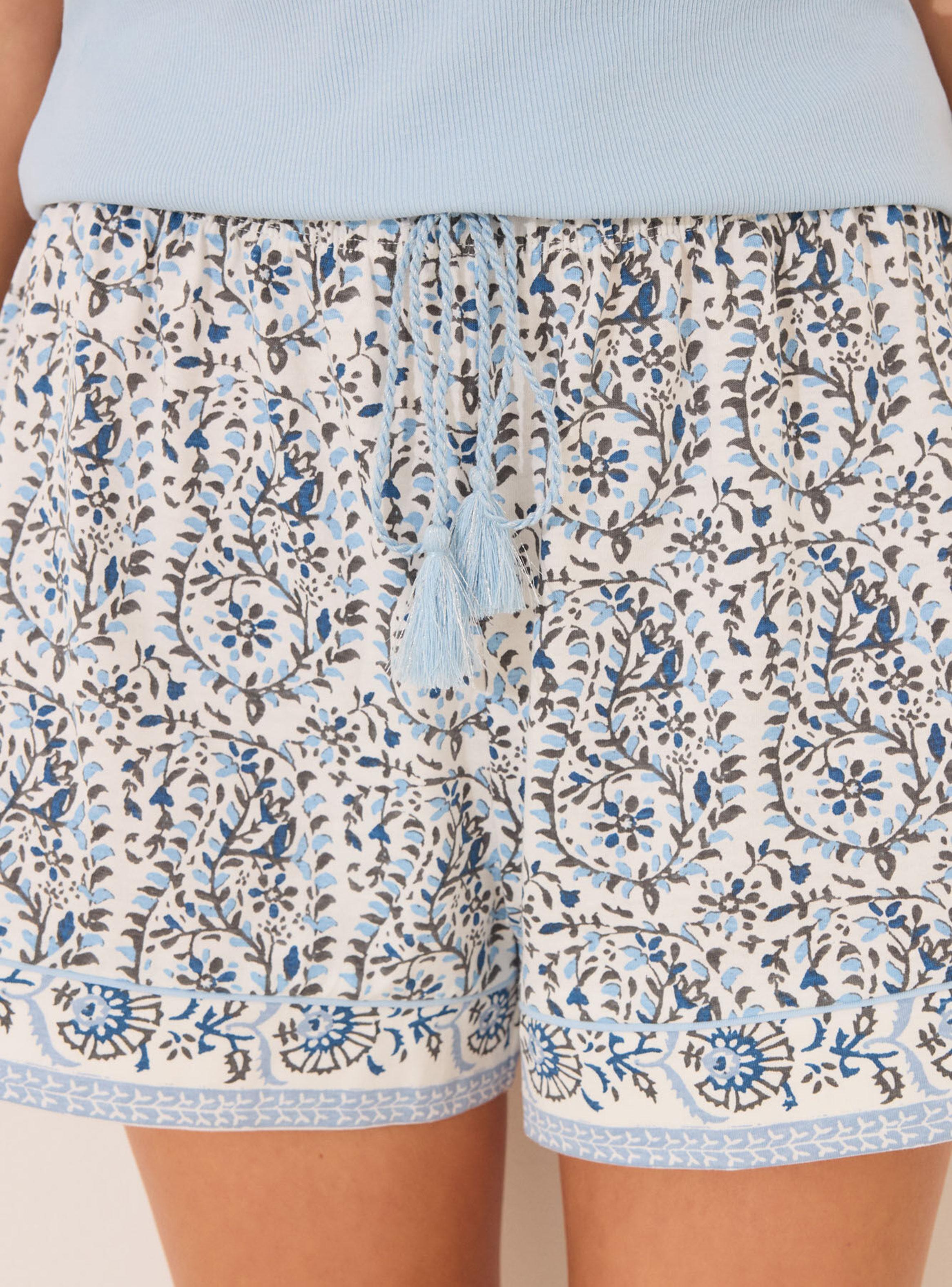 Pijama Corto Tirantes Algodón Paisley Liso-4