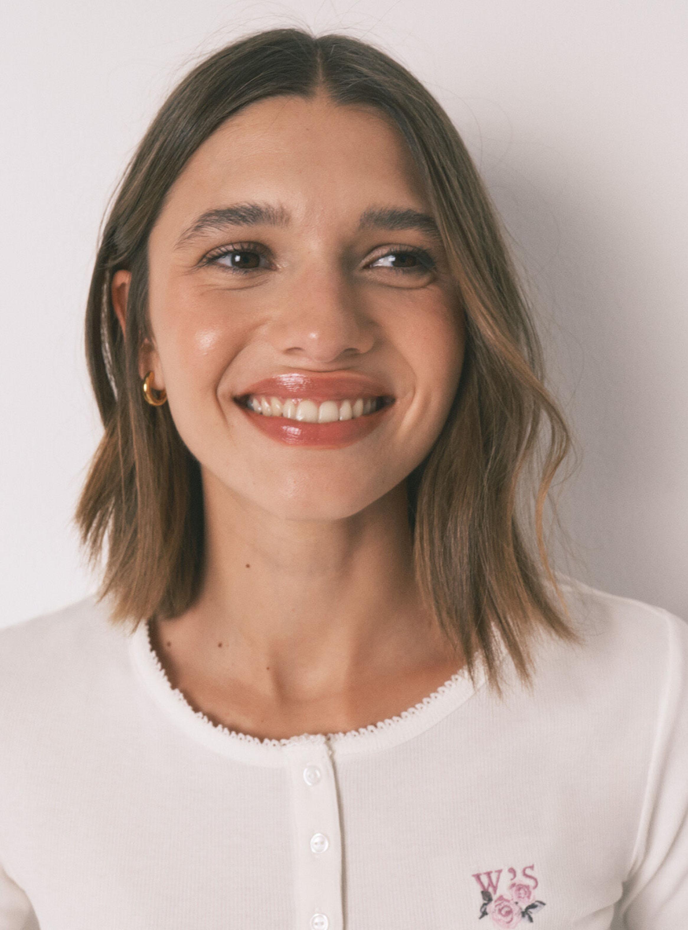 Pijama Largo Algodón Estampado Flores Marfil-3