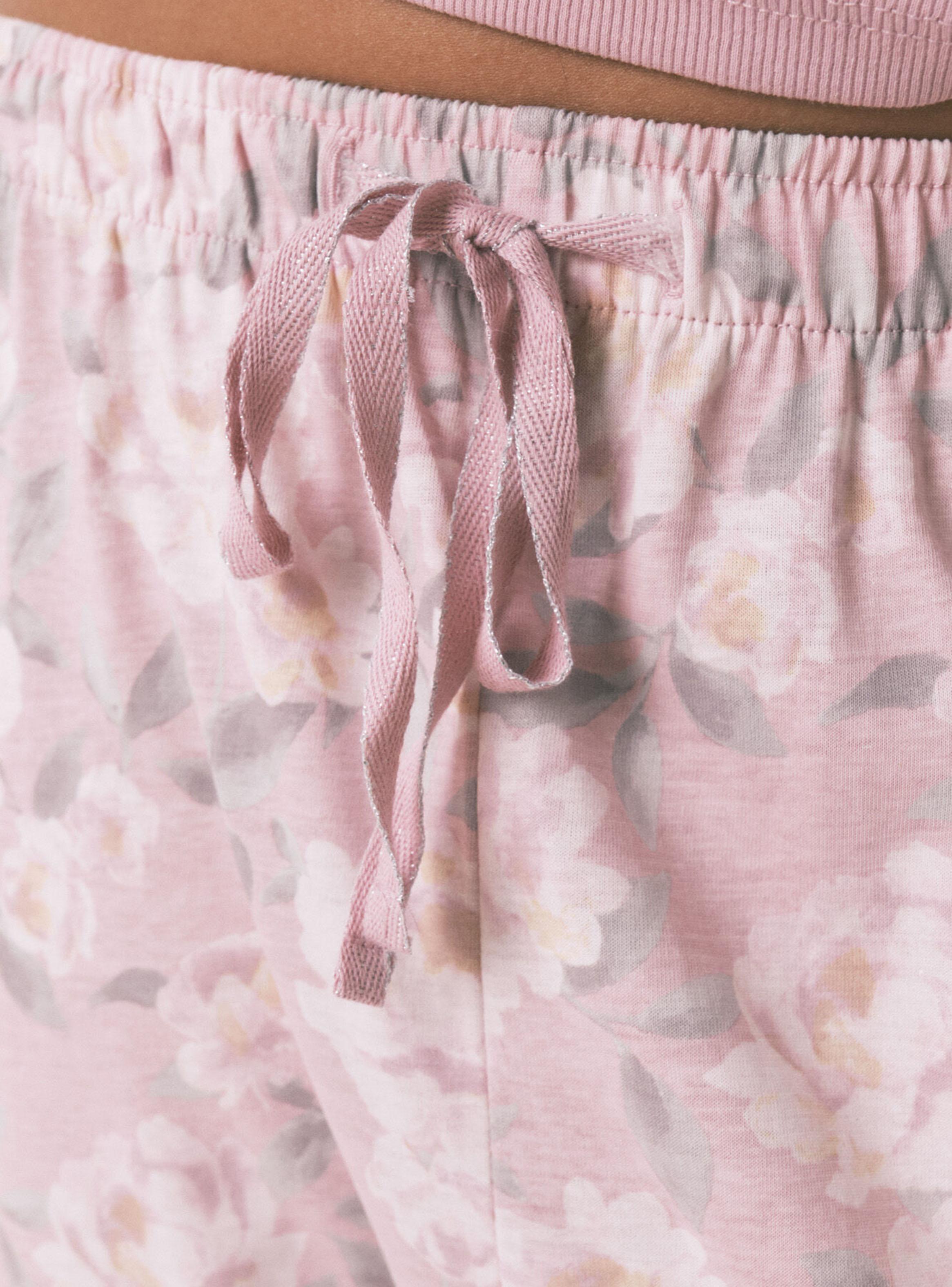 Pijama Largo Algodón Estampado Floral Rosa-5