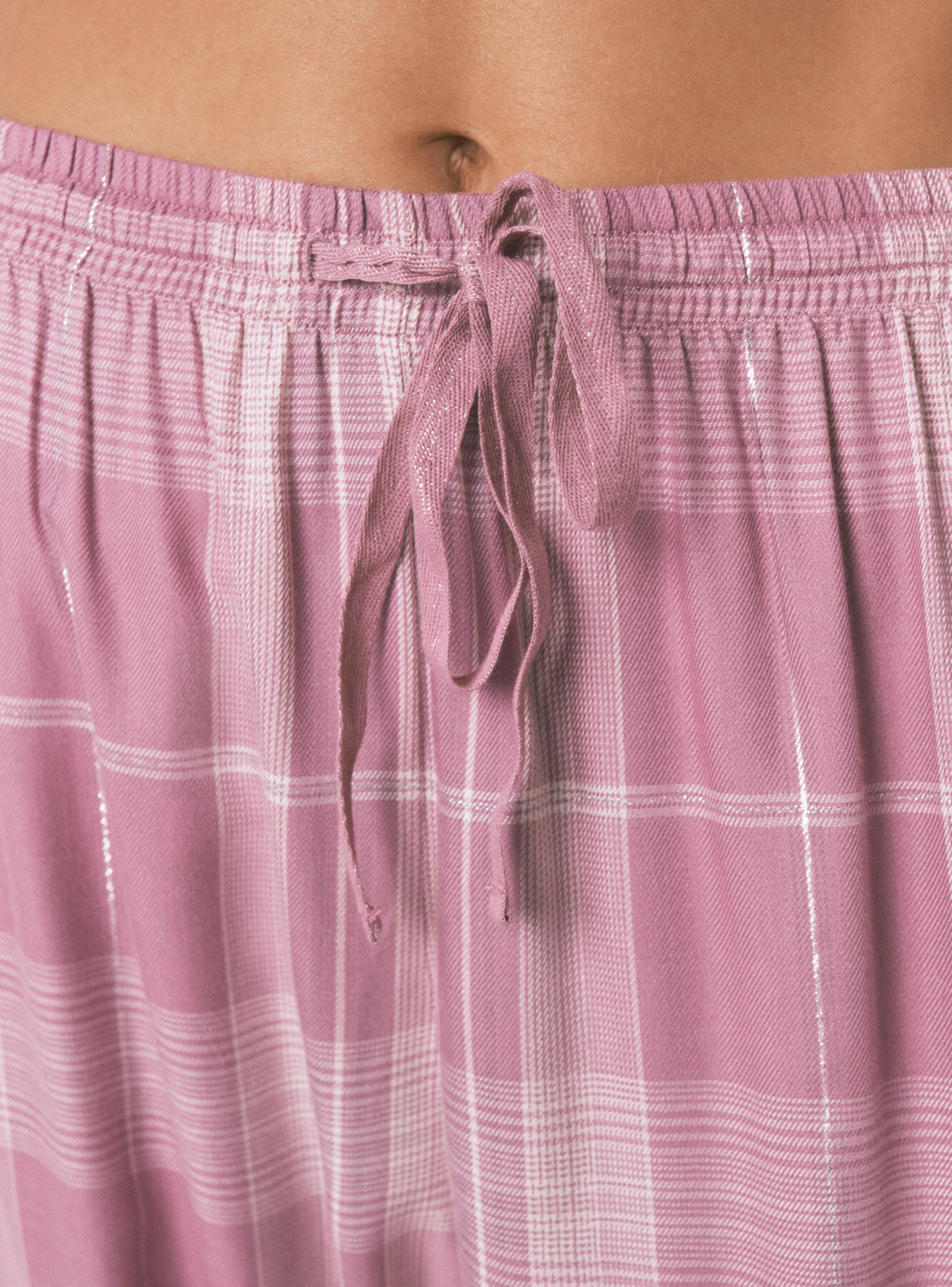 Pijama Camisero Largo Viscosa Cuadros Rosa-4