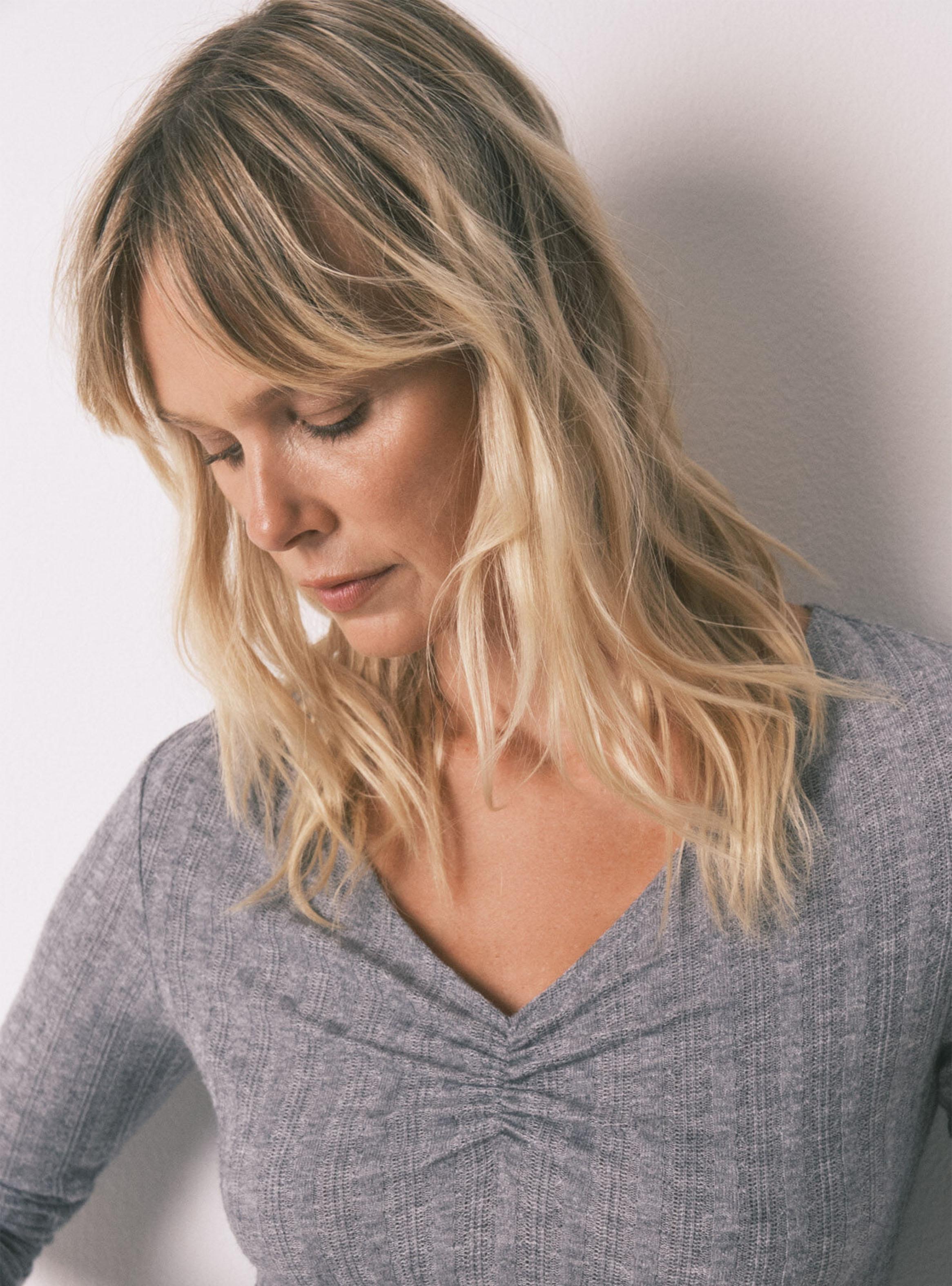 Pijama Largo Punto Tricot Gris-3