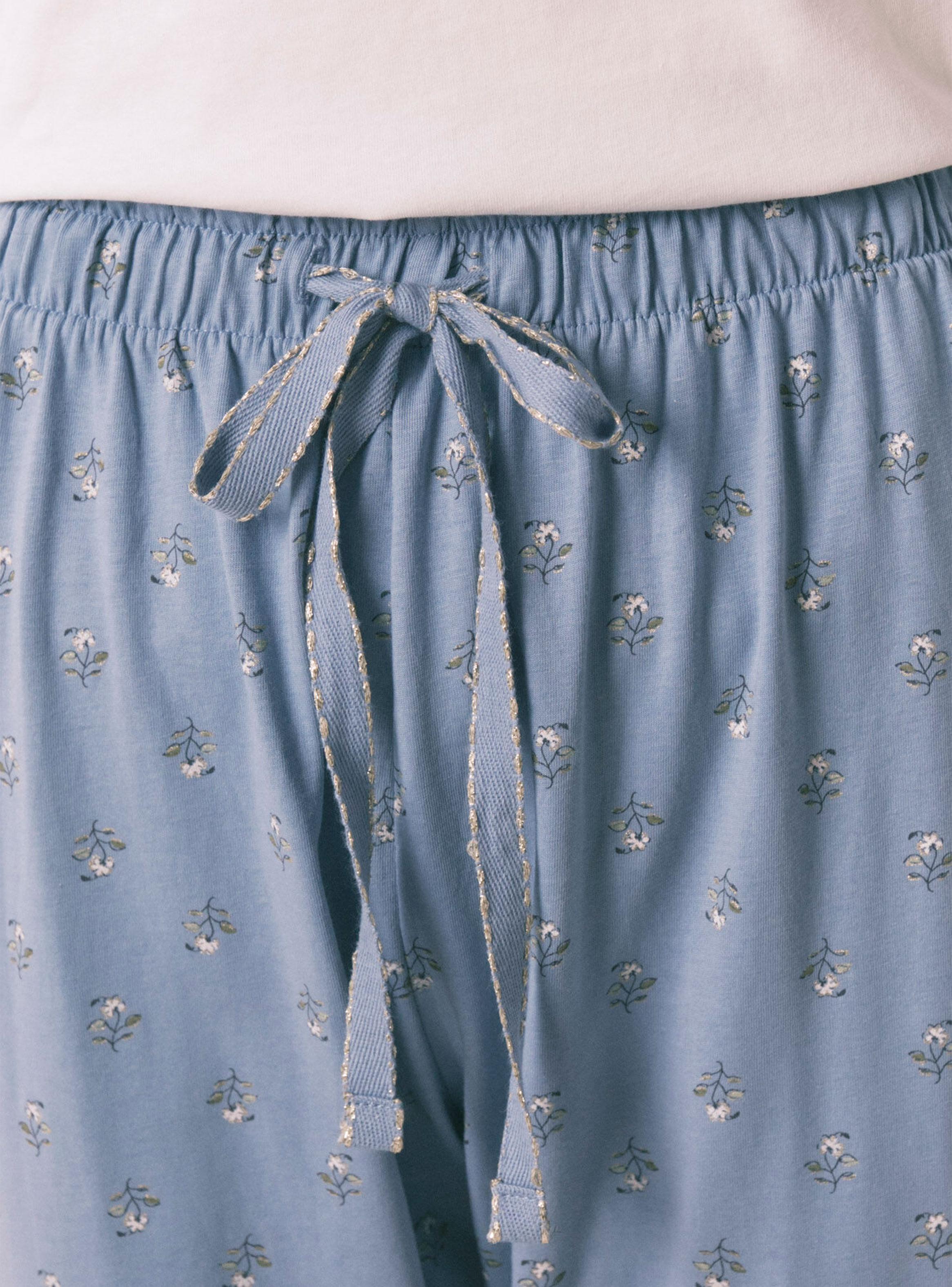 Pijama Largo Algodón Pantalón Flores-4