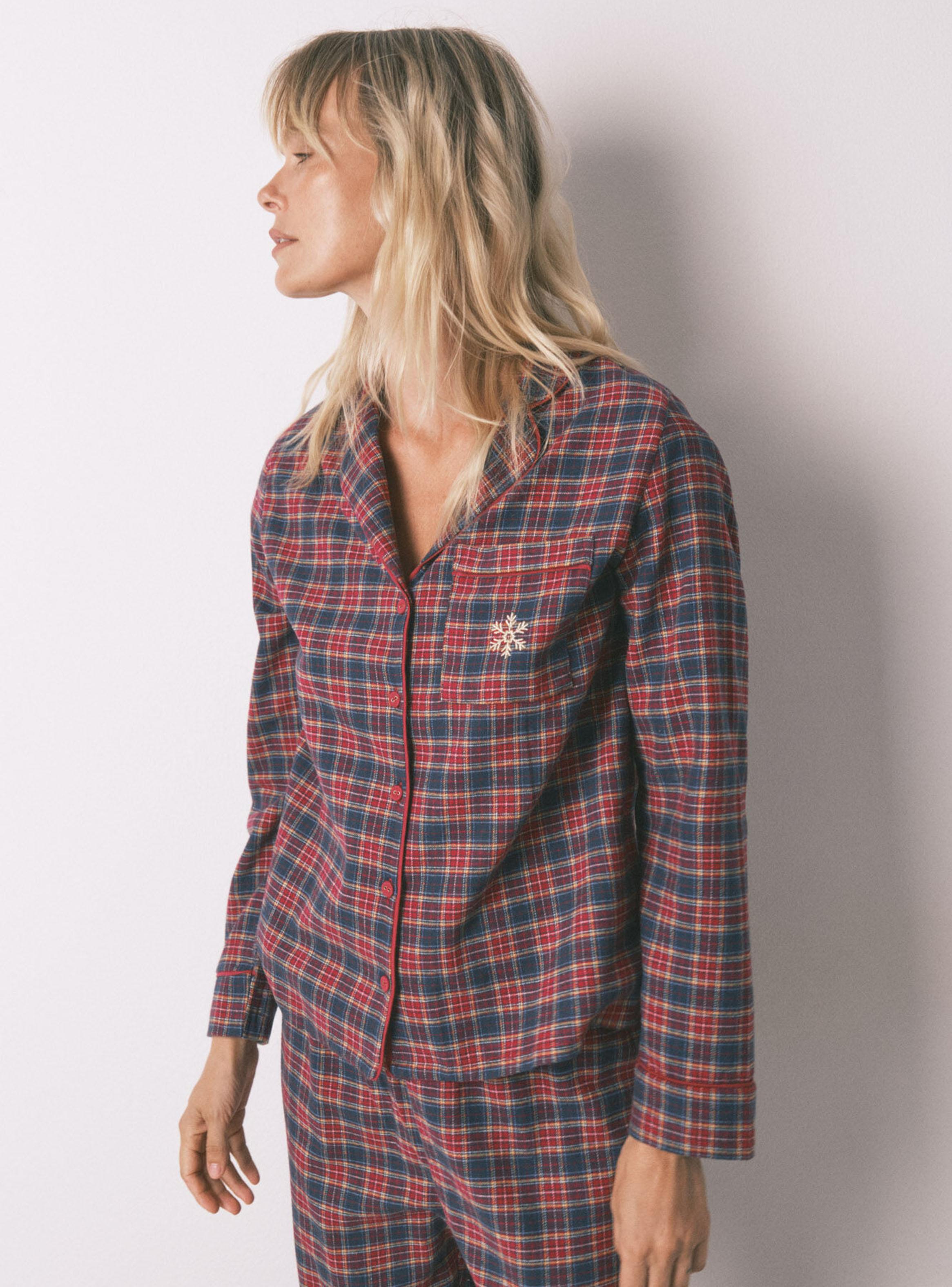 Pijama Camisero Cuadros Algodón-2