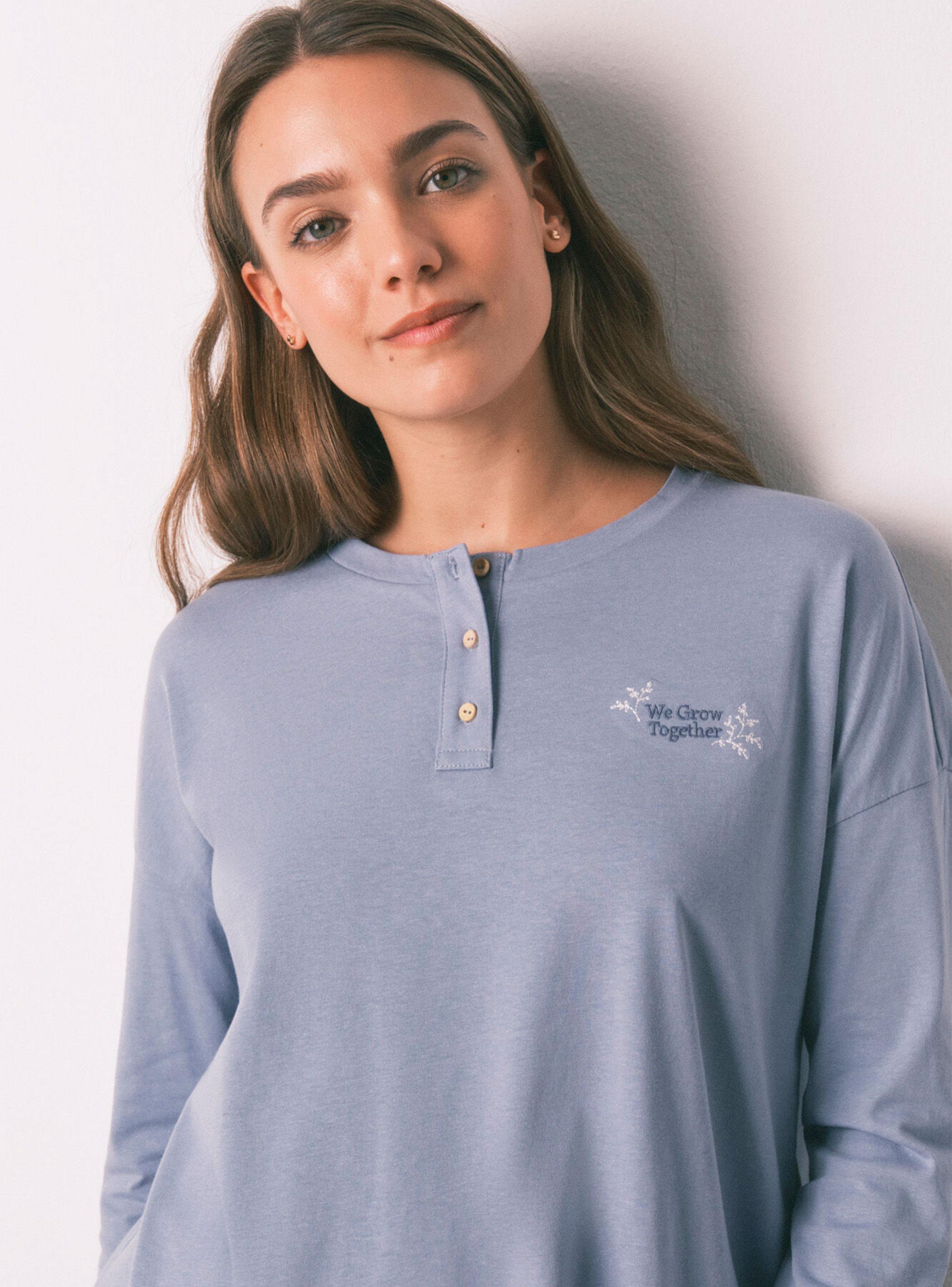 Pijama Largo Algodón Pantalón Cuadros-3