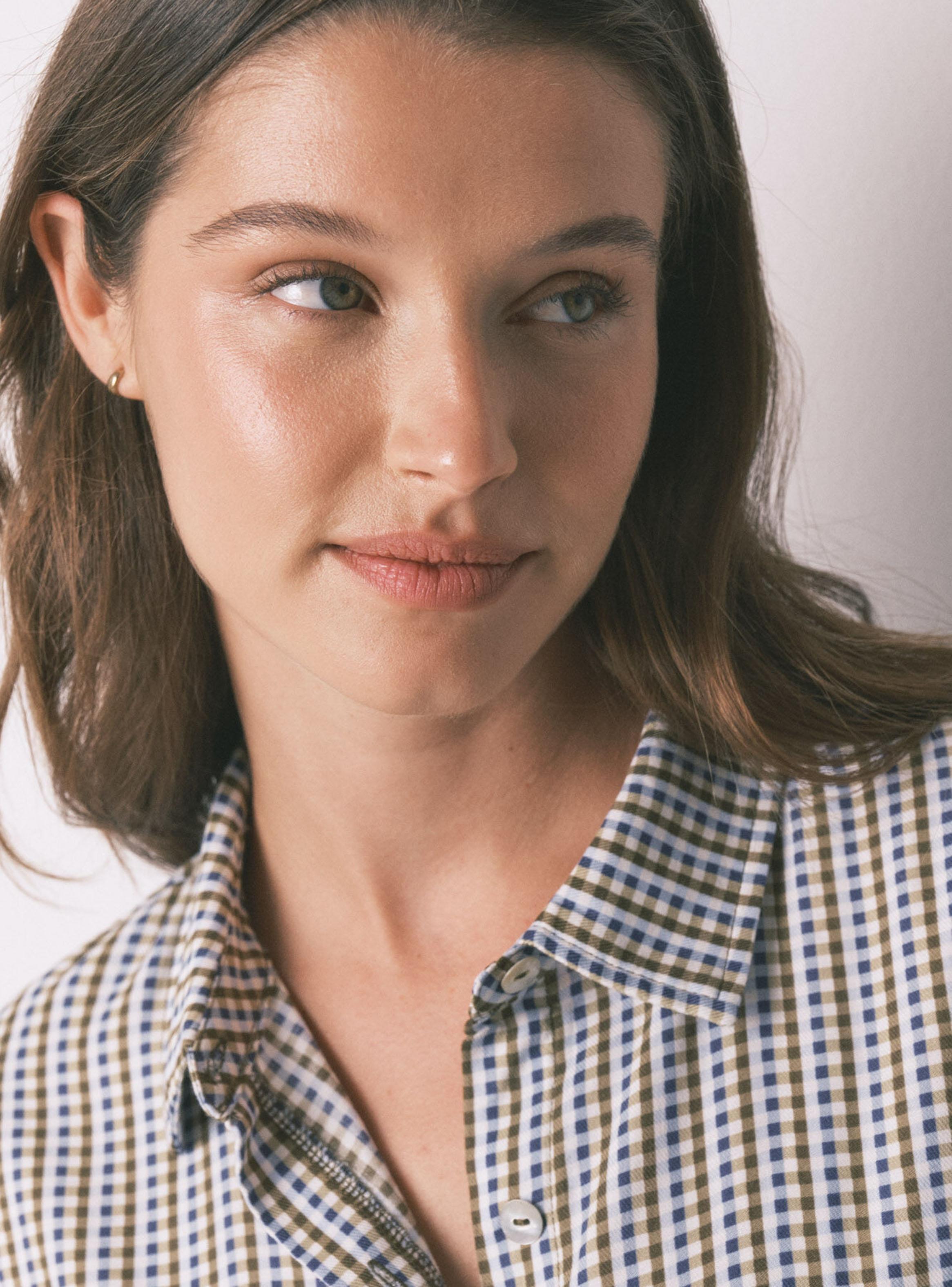 Pijama Largo Camisero Cuadros y Topos-2