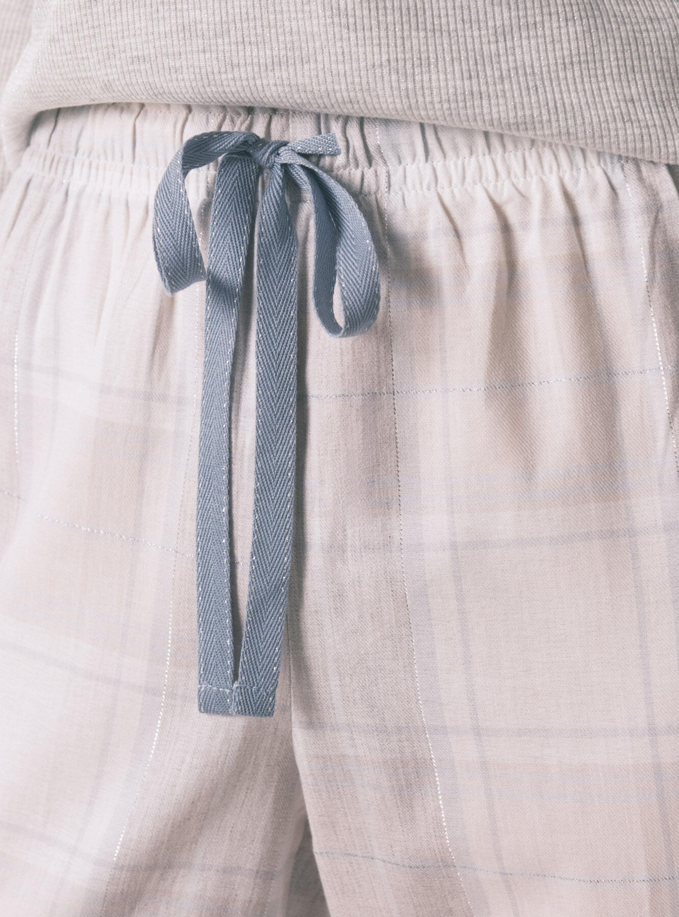 Pijama Largo Cuadros Efecto Brillo Gris-3