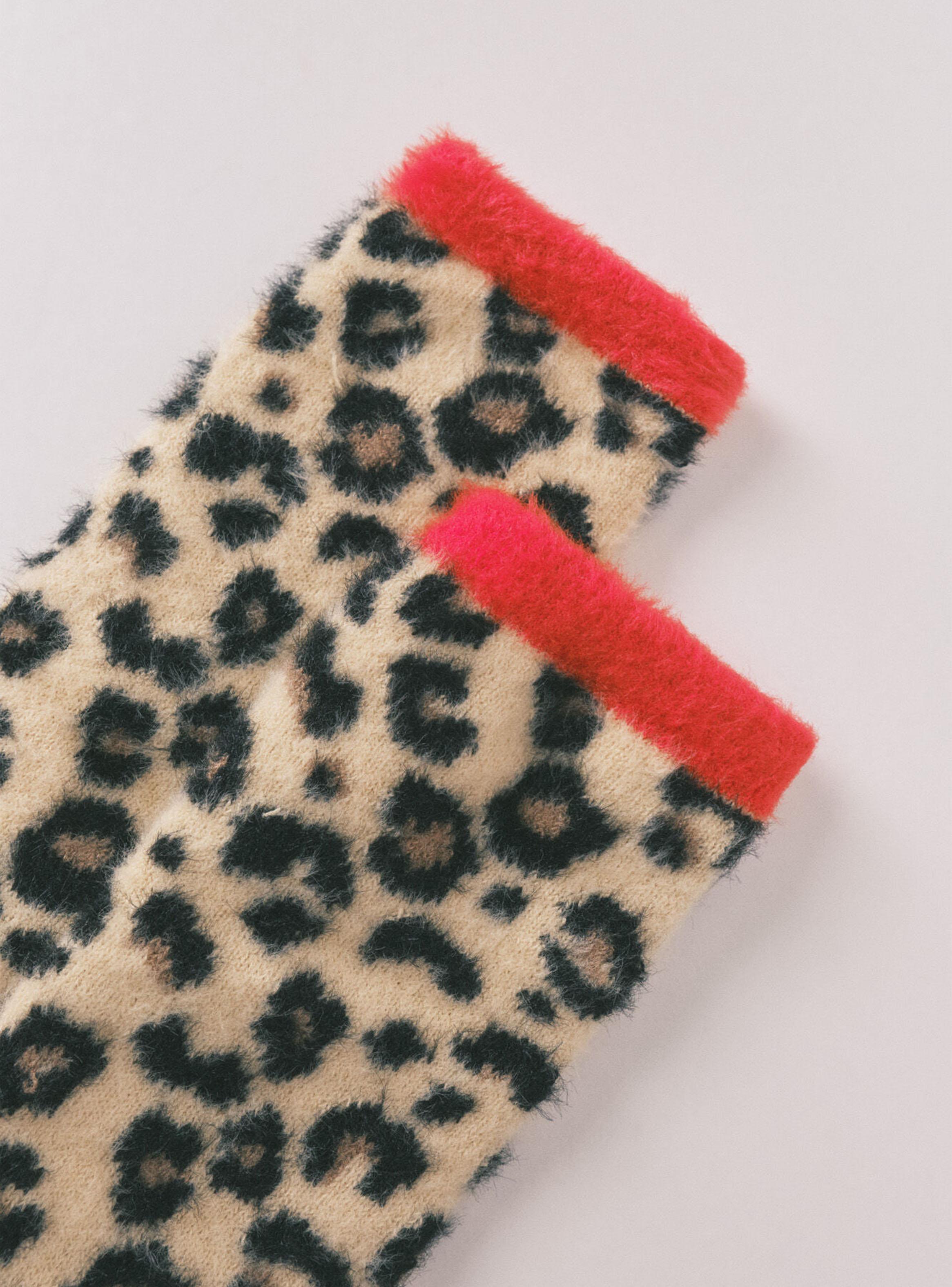 Calcetín Largo Snoopy Pelo Print Leopardo-2