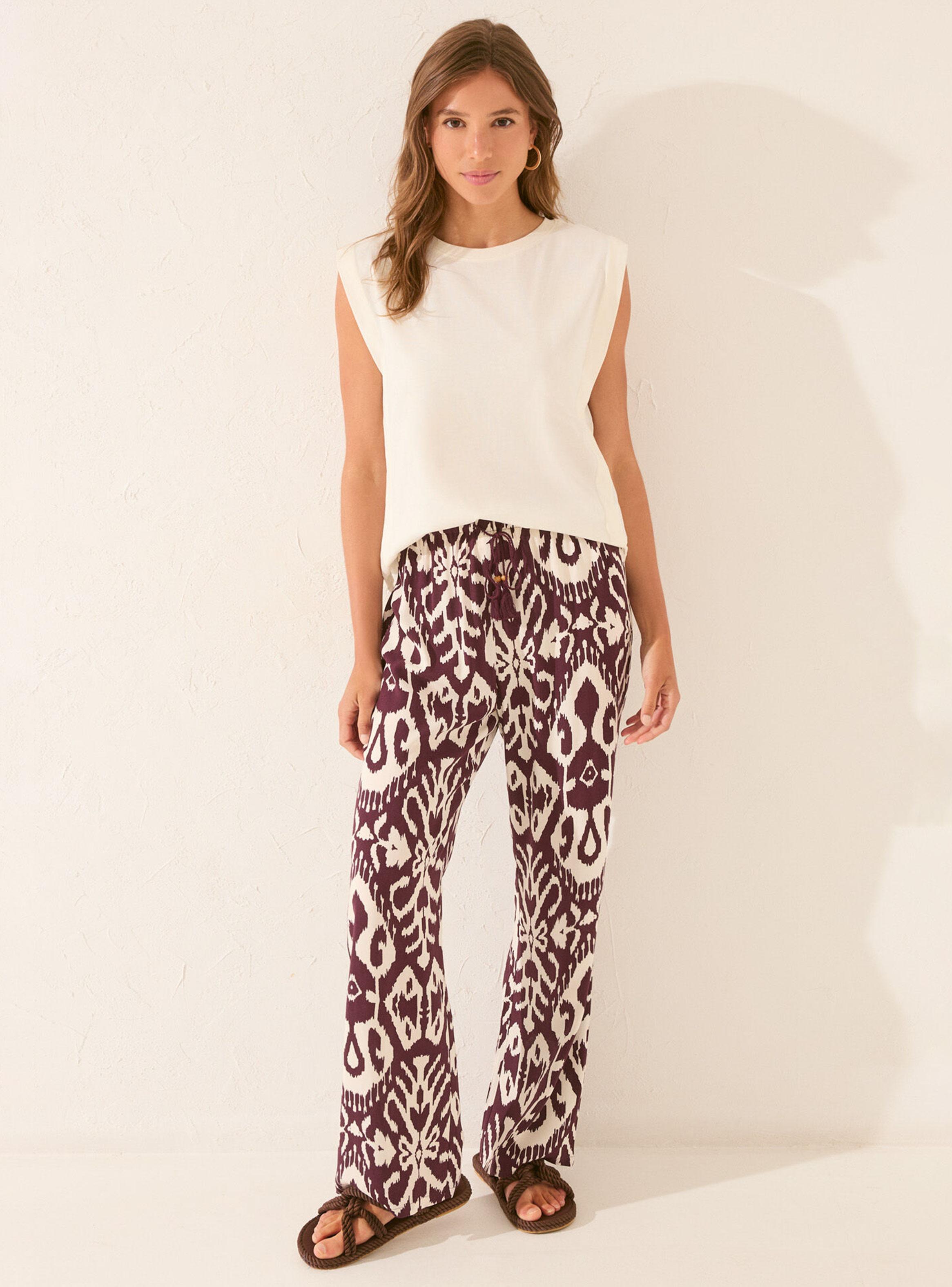 Pantalón Largo Viscosa Estampado Flores-4