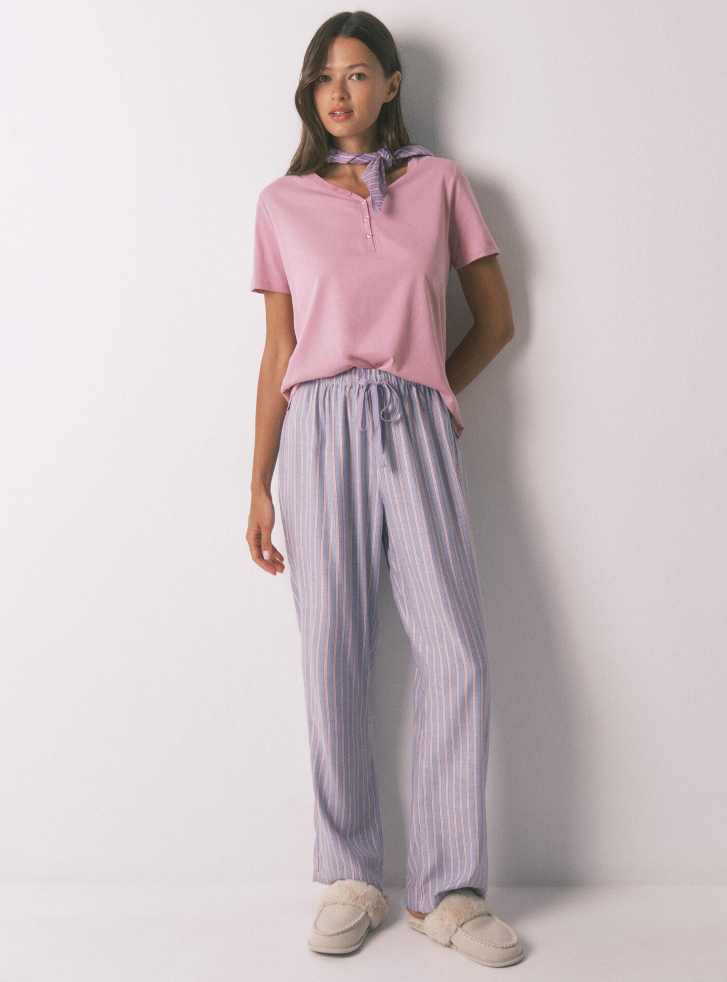 Pantalón Largo Franela Print Rayas Multicolor-3