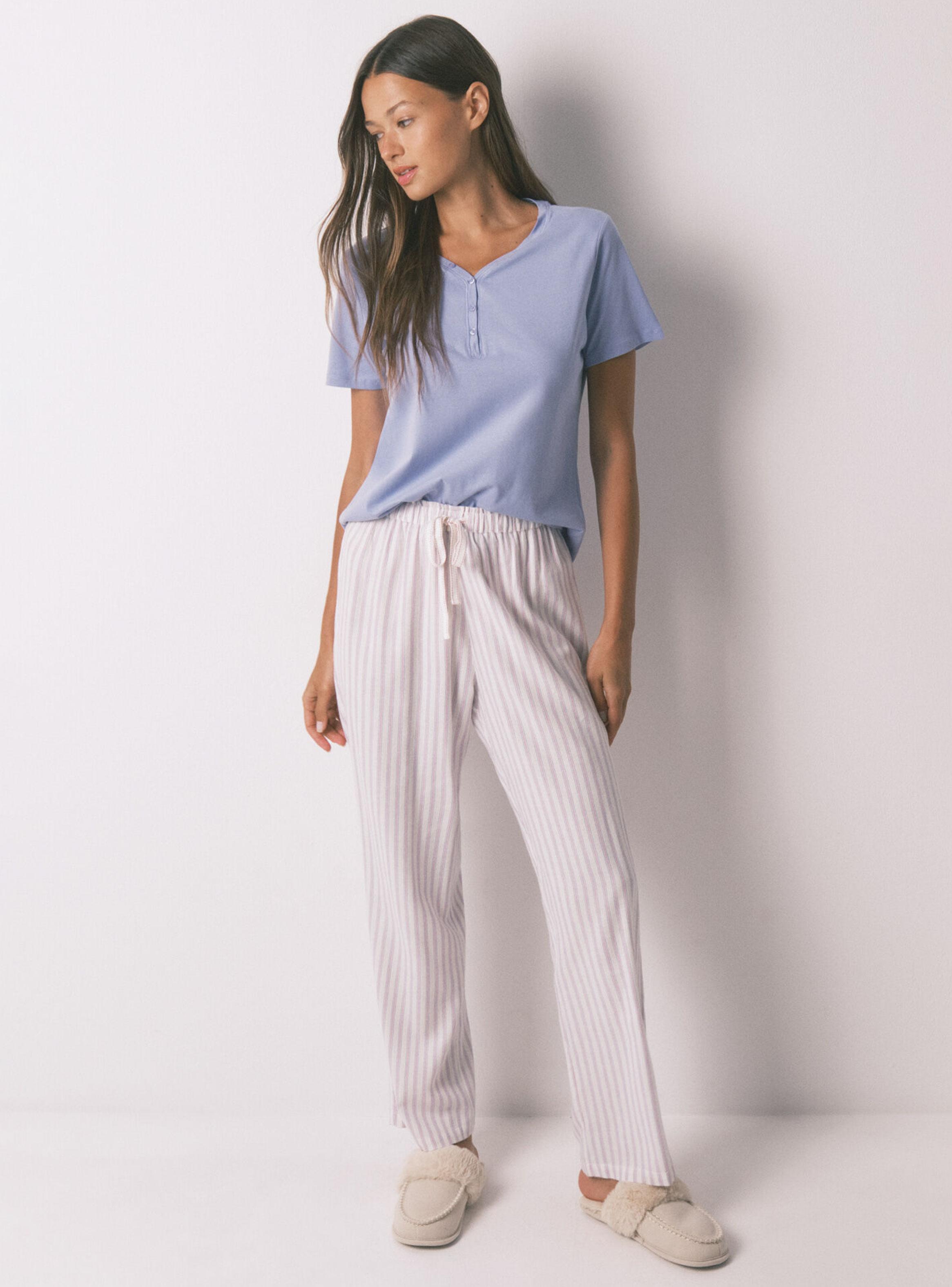 Pantalón Largo Franela Print Rayas Multi-3