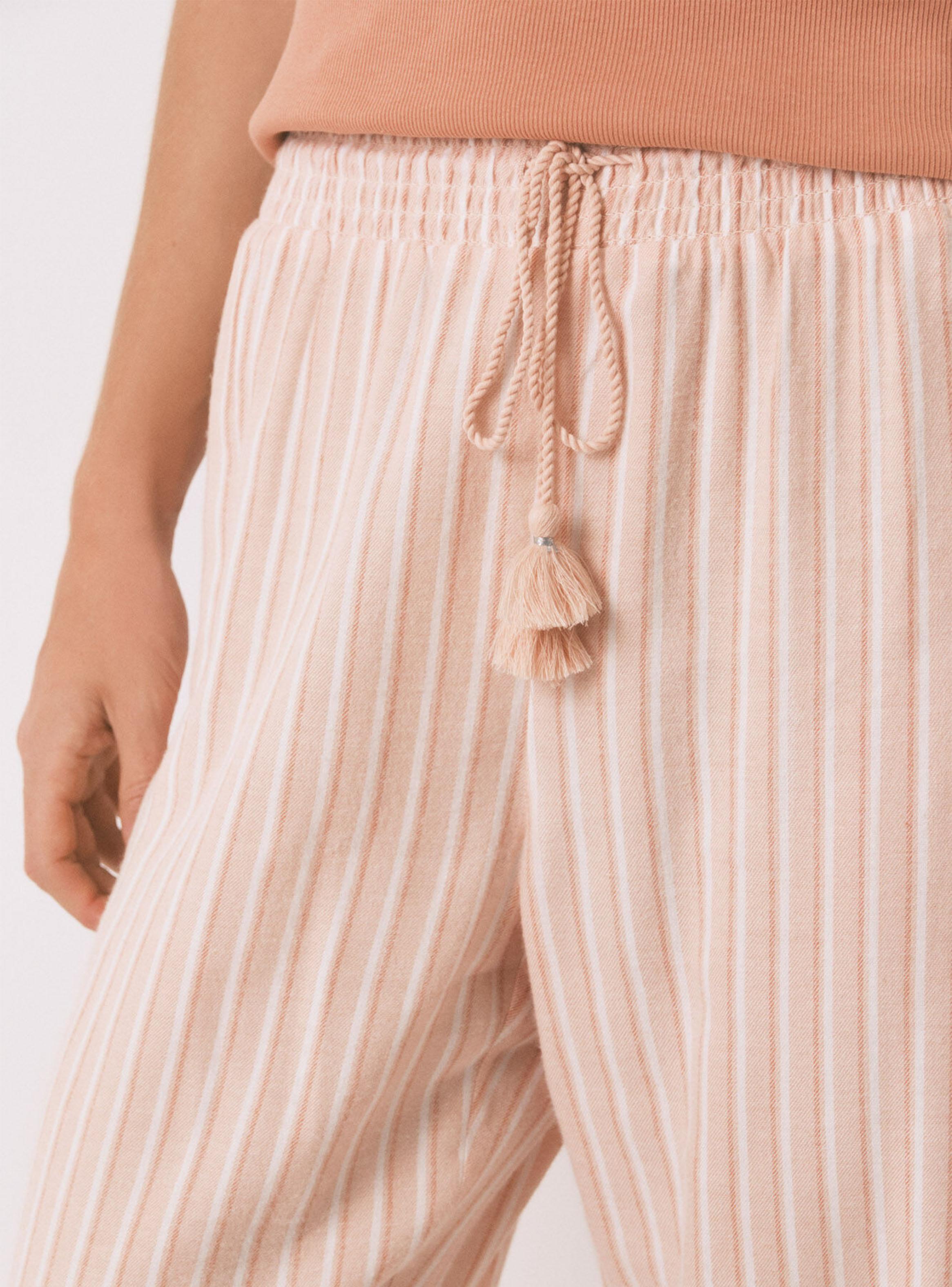 Pantalón Largo Franela Rayas Naranja-2