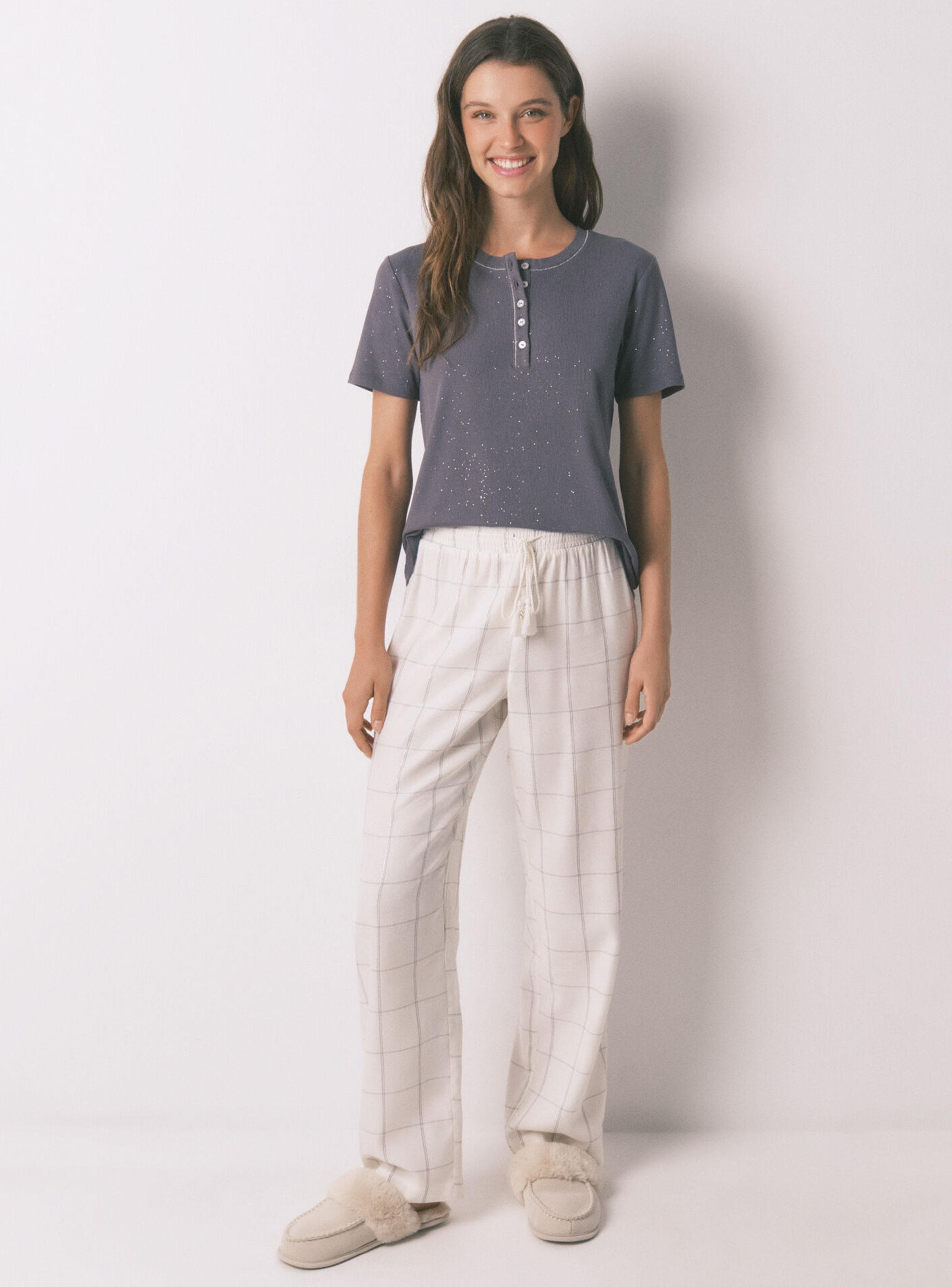 Pantalón Largo Franela Print Cuadros-3