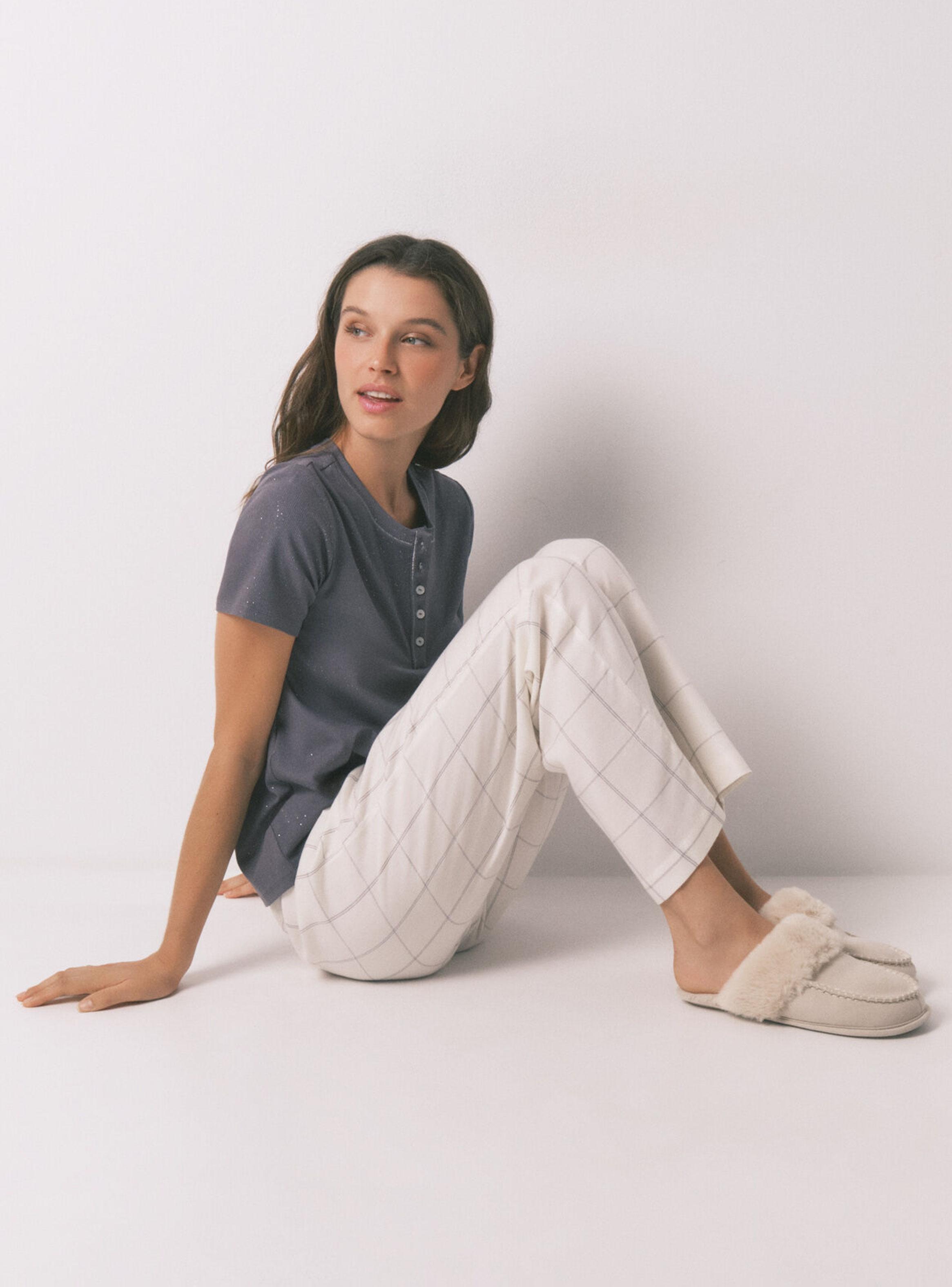 Pantalón Largo Franela Print Cuadros-2