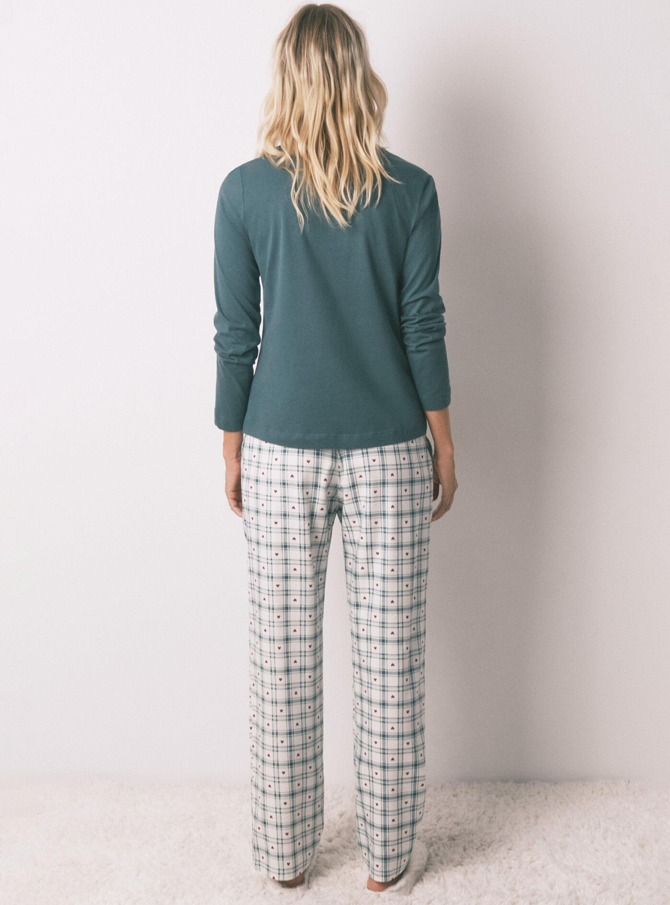 Pantalón Largo Franela Estampado Cuadros-4