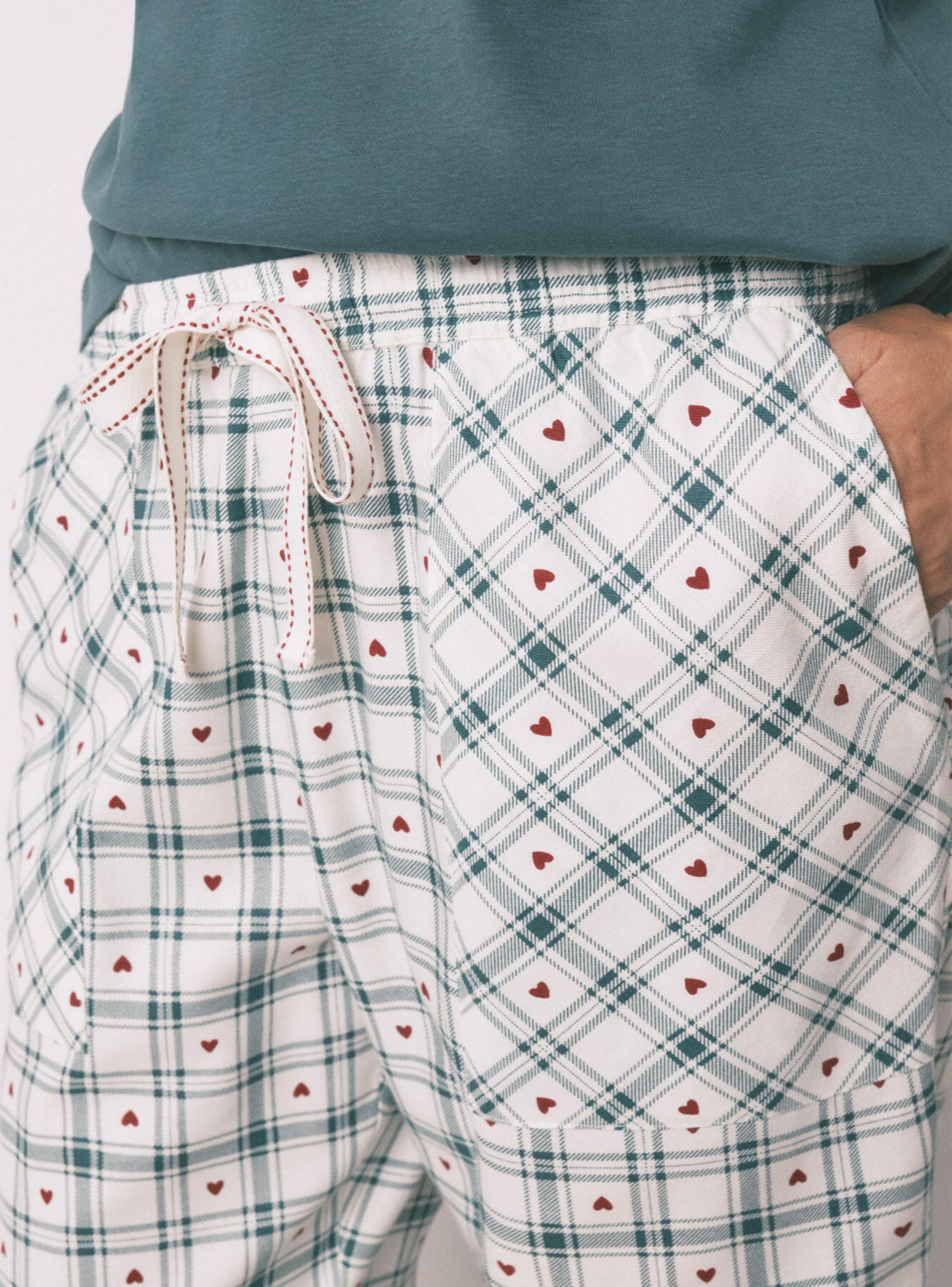 Pantalón Largo Franela Estampado Cuadros-2