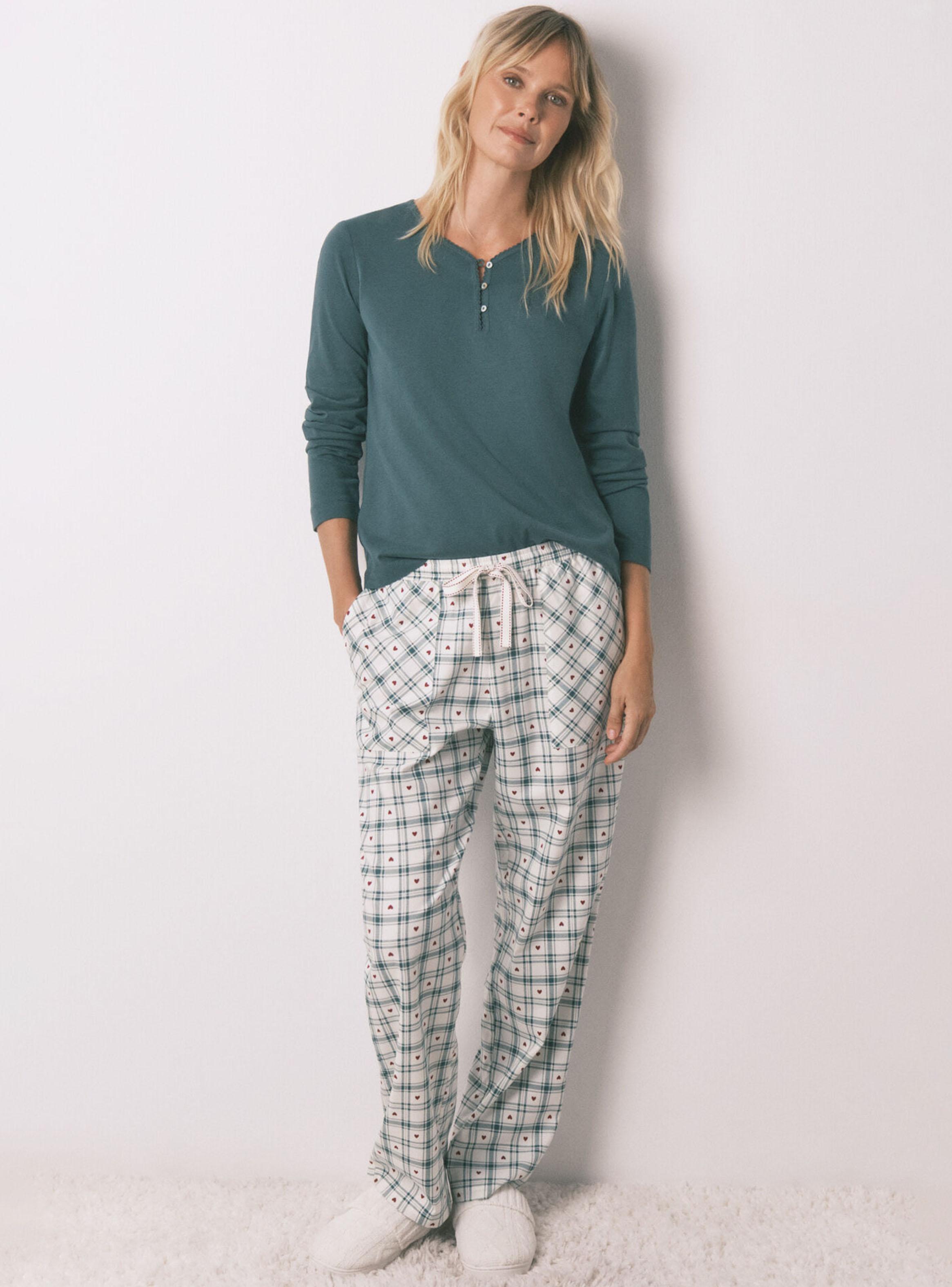 Pantalón Largo Franela Estampado Cuadros-3