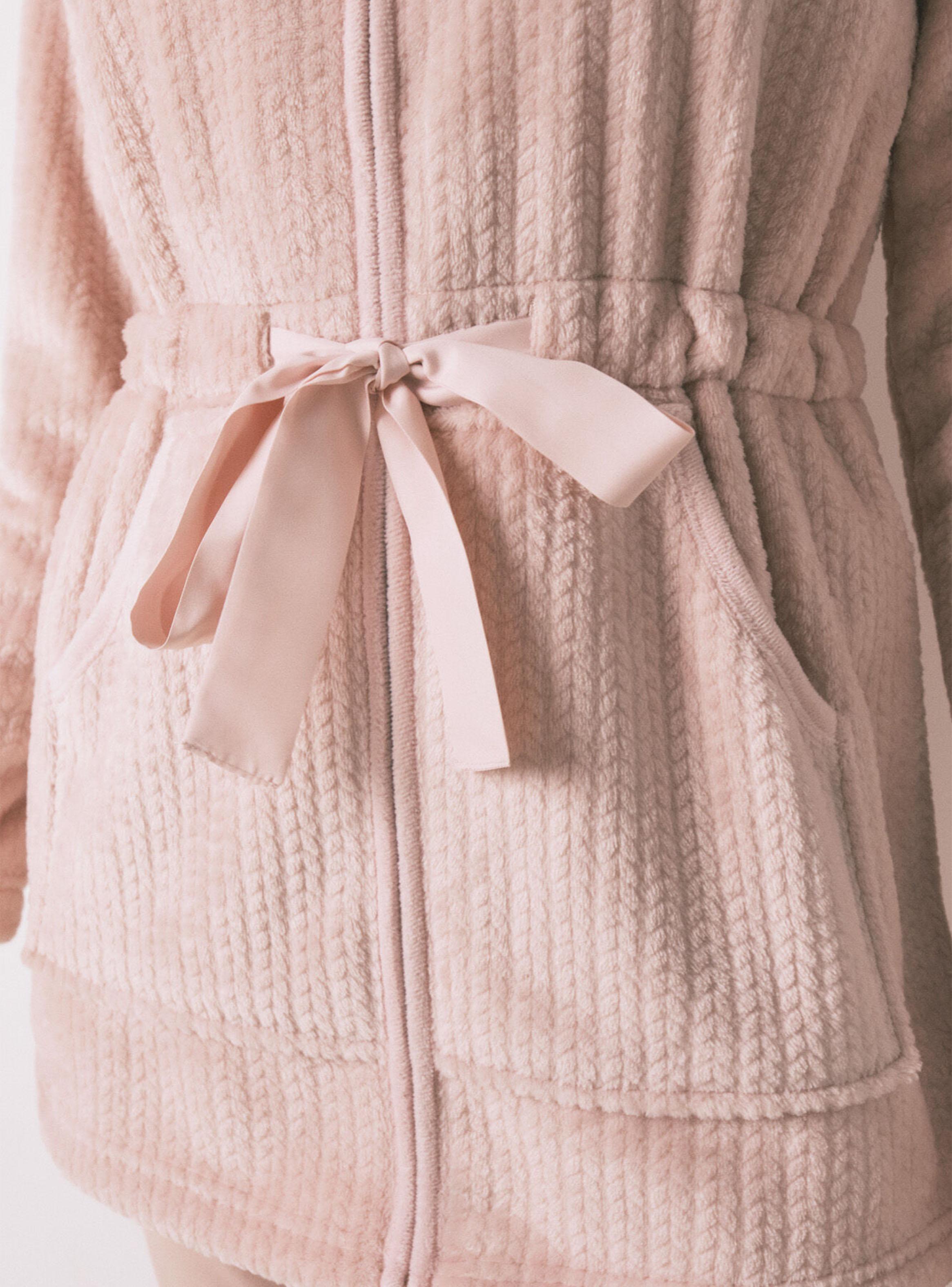 Bata Midi Tejido Polar Rosa-2