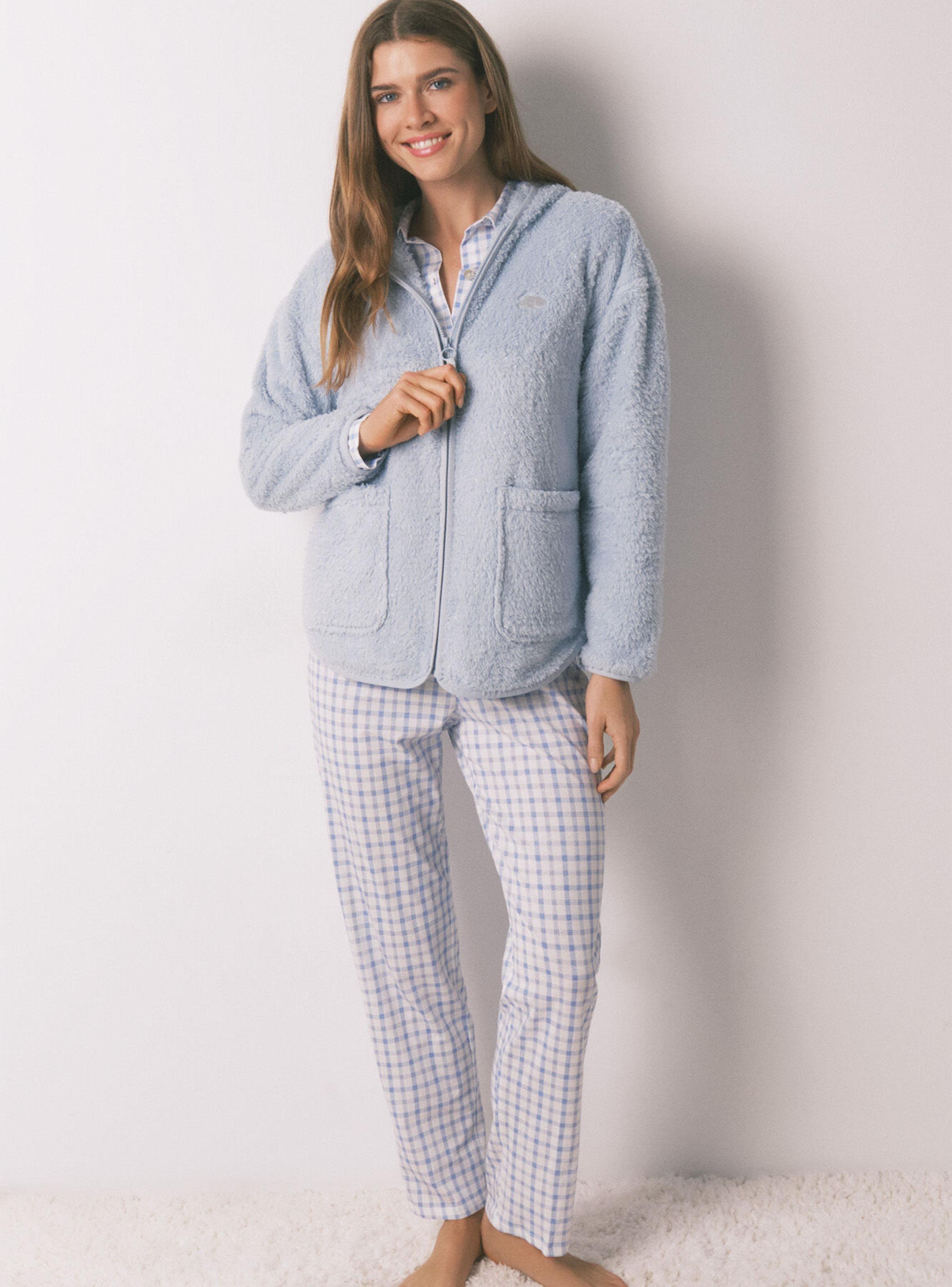 Bata Corta Tejido Pelo Azul Lurex-5