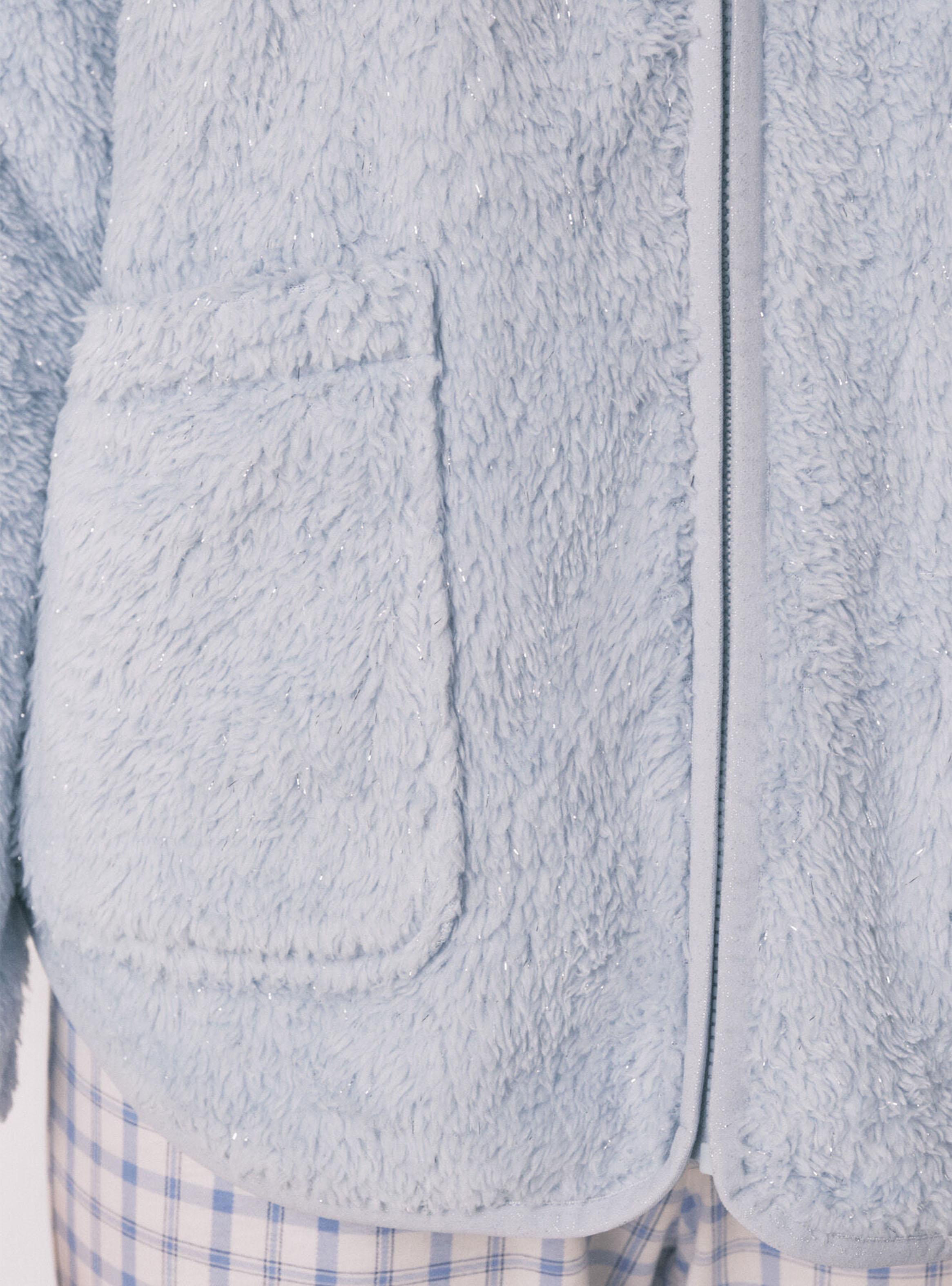 Bata Corta Tejido Pelo Azul Lurex-3