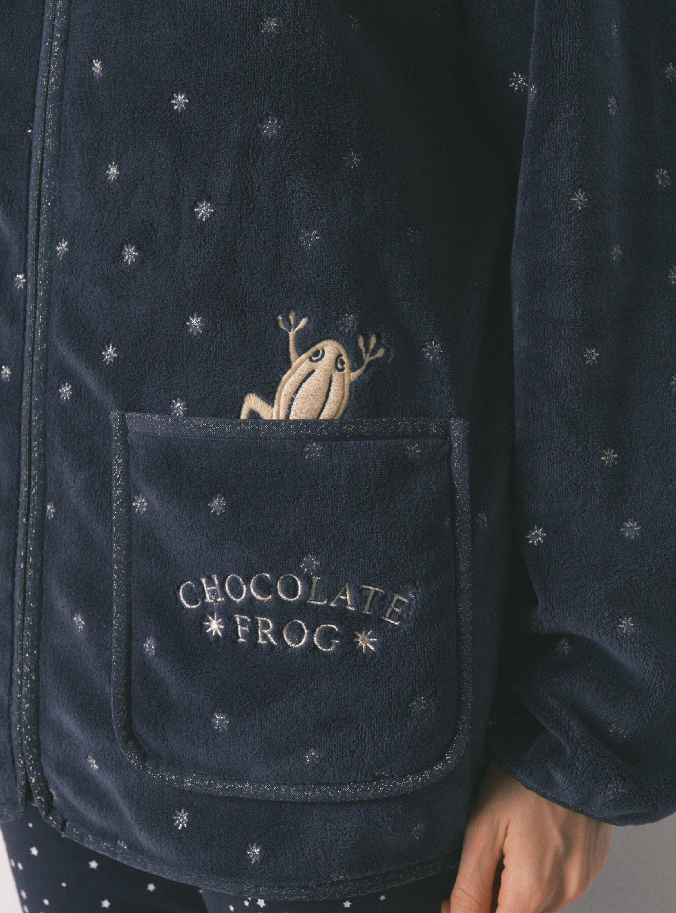 Bata Corta Tejido Polar Azul Lurex Harry Potter-3