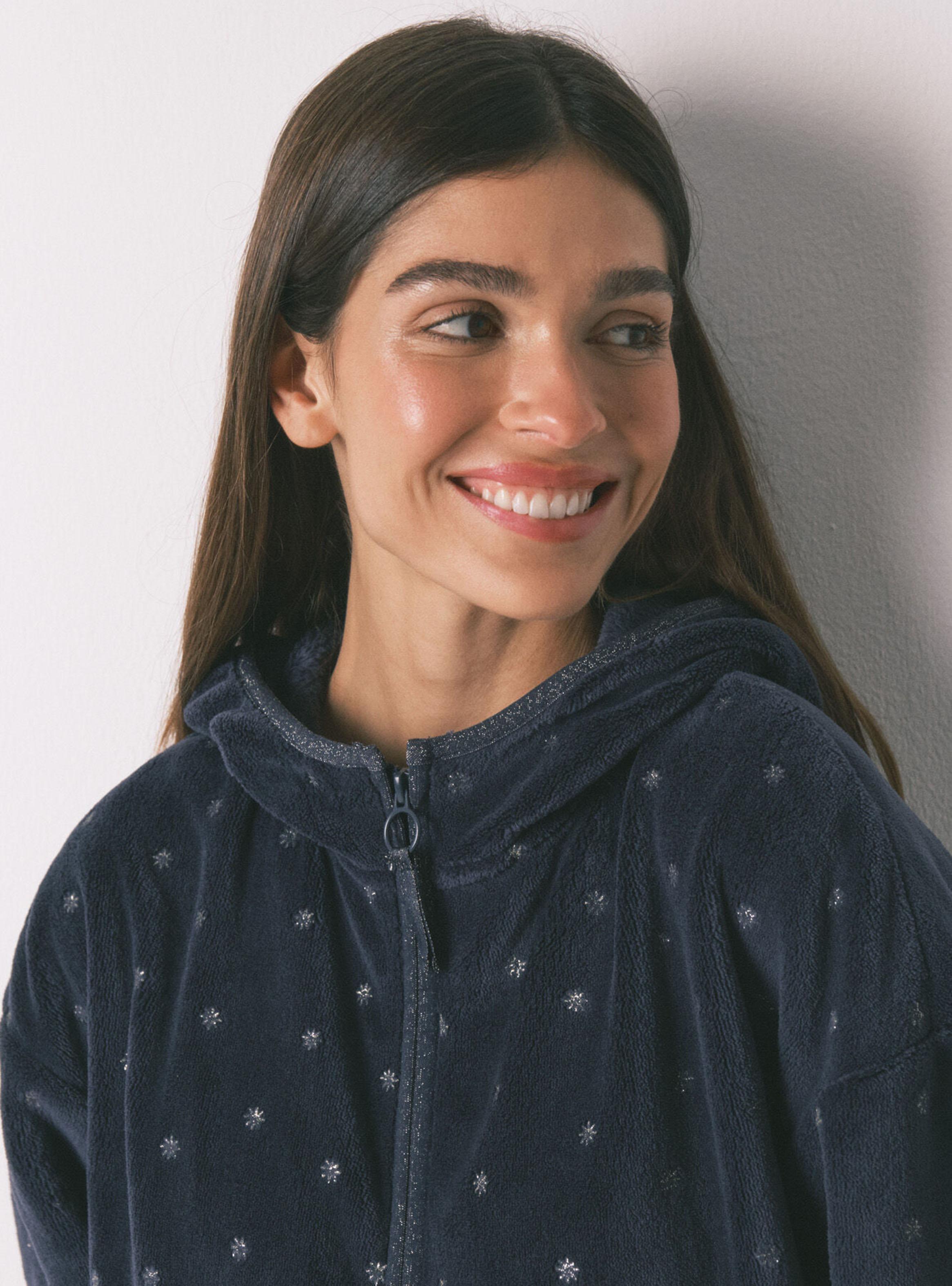 Bata Corta Tejido Polar Azul Lurex Harry Potter-2