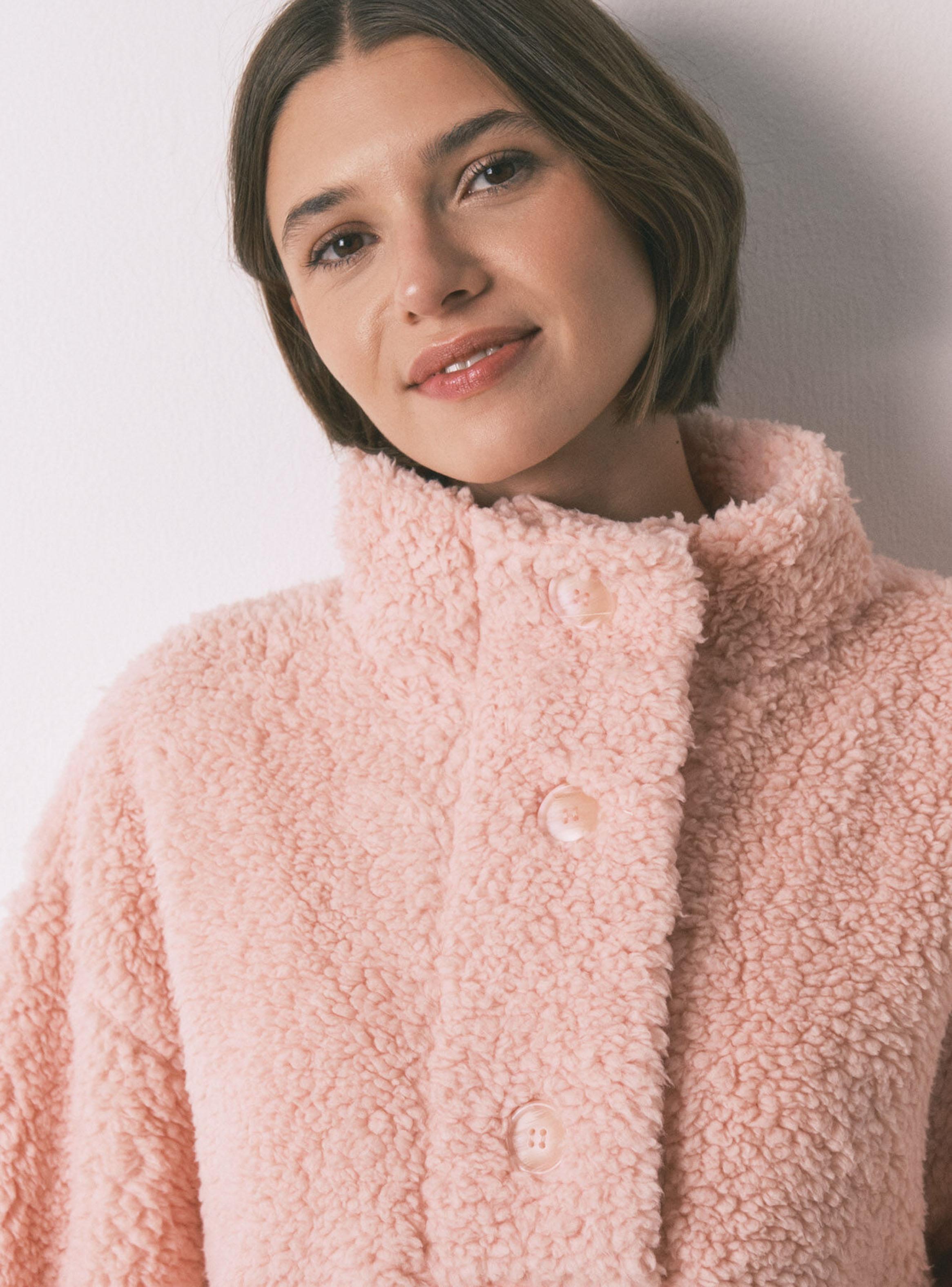 Bata Midi Tejido Corderito Rosado-2