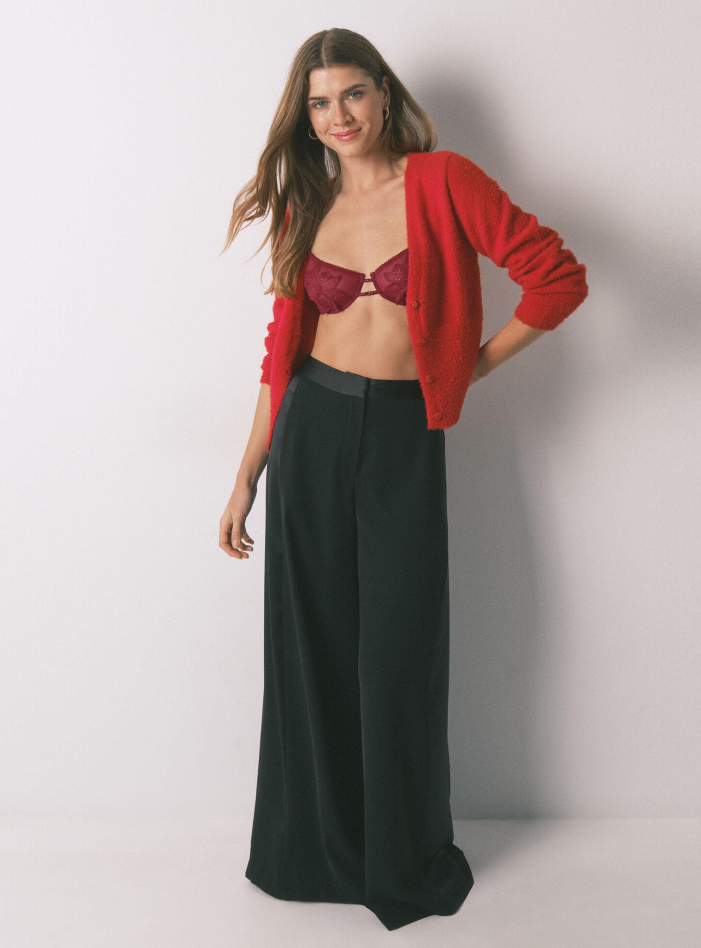 Cárdigan Corto Tricot Suave Rojo-5