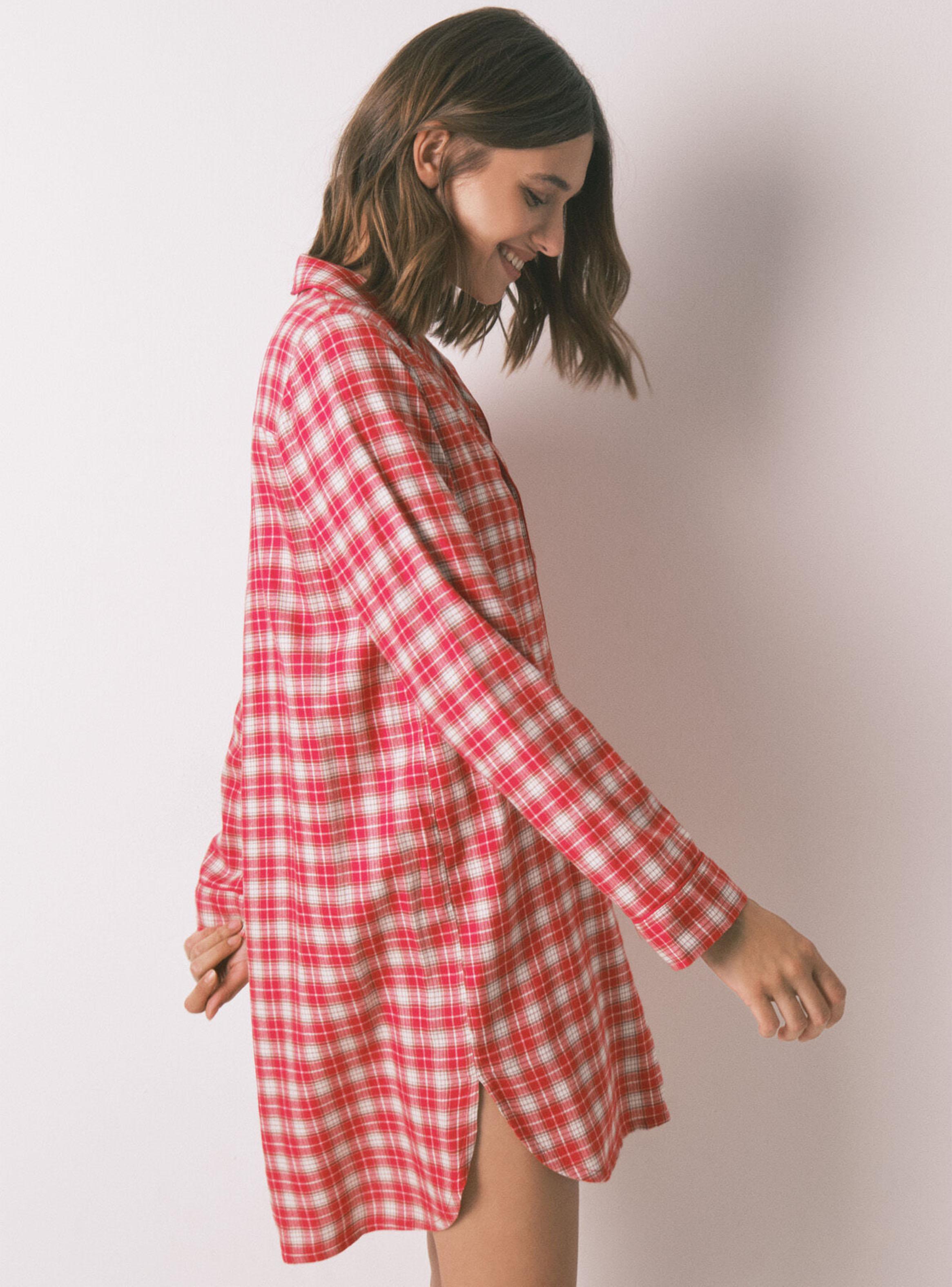 Camisón Corto Snoopy Algodón Estampado Cuadros-2