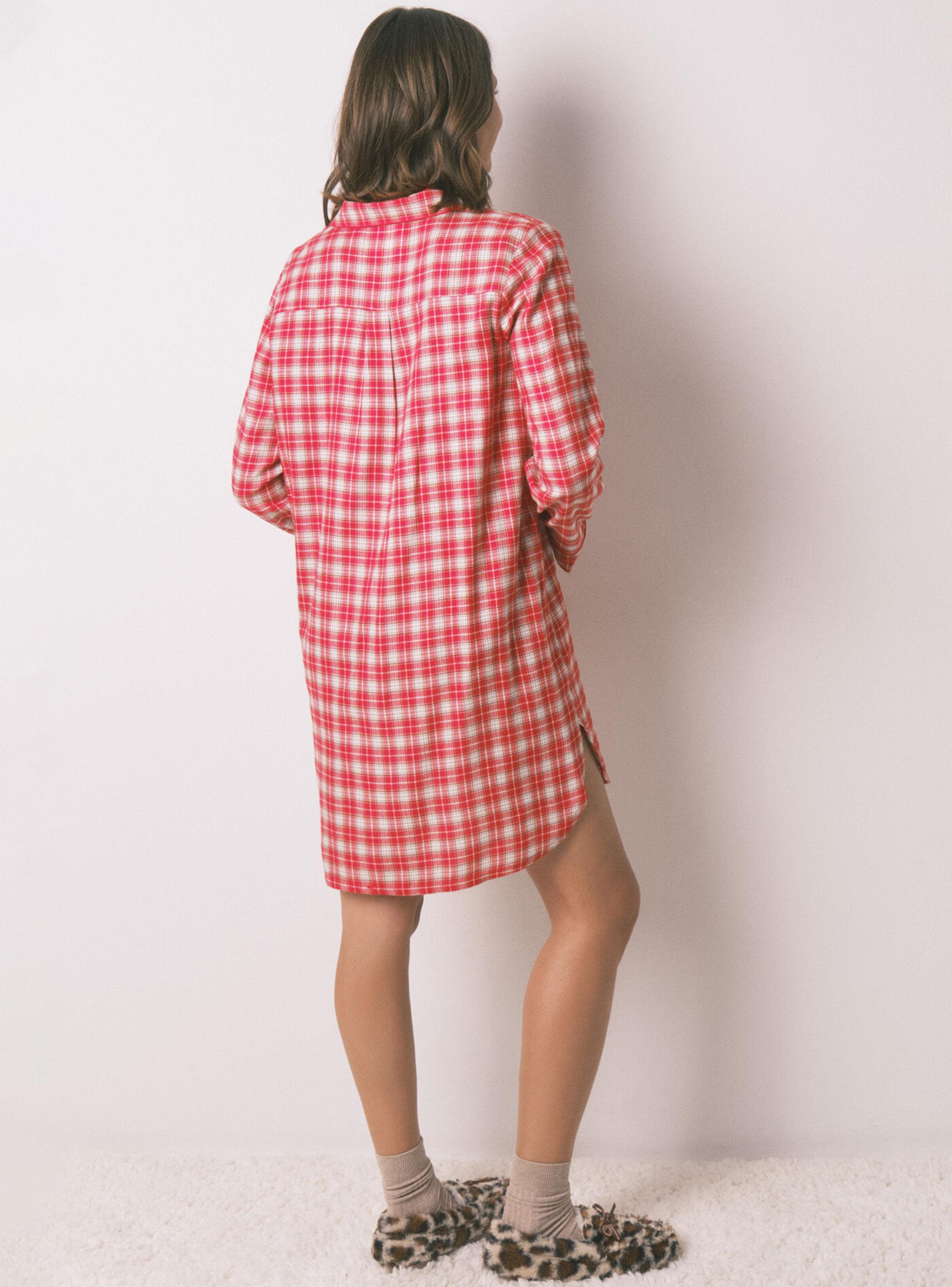 Camisón Corto Snoopy Algodón Estampado Cuadros-5