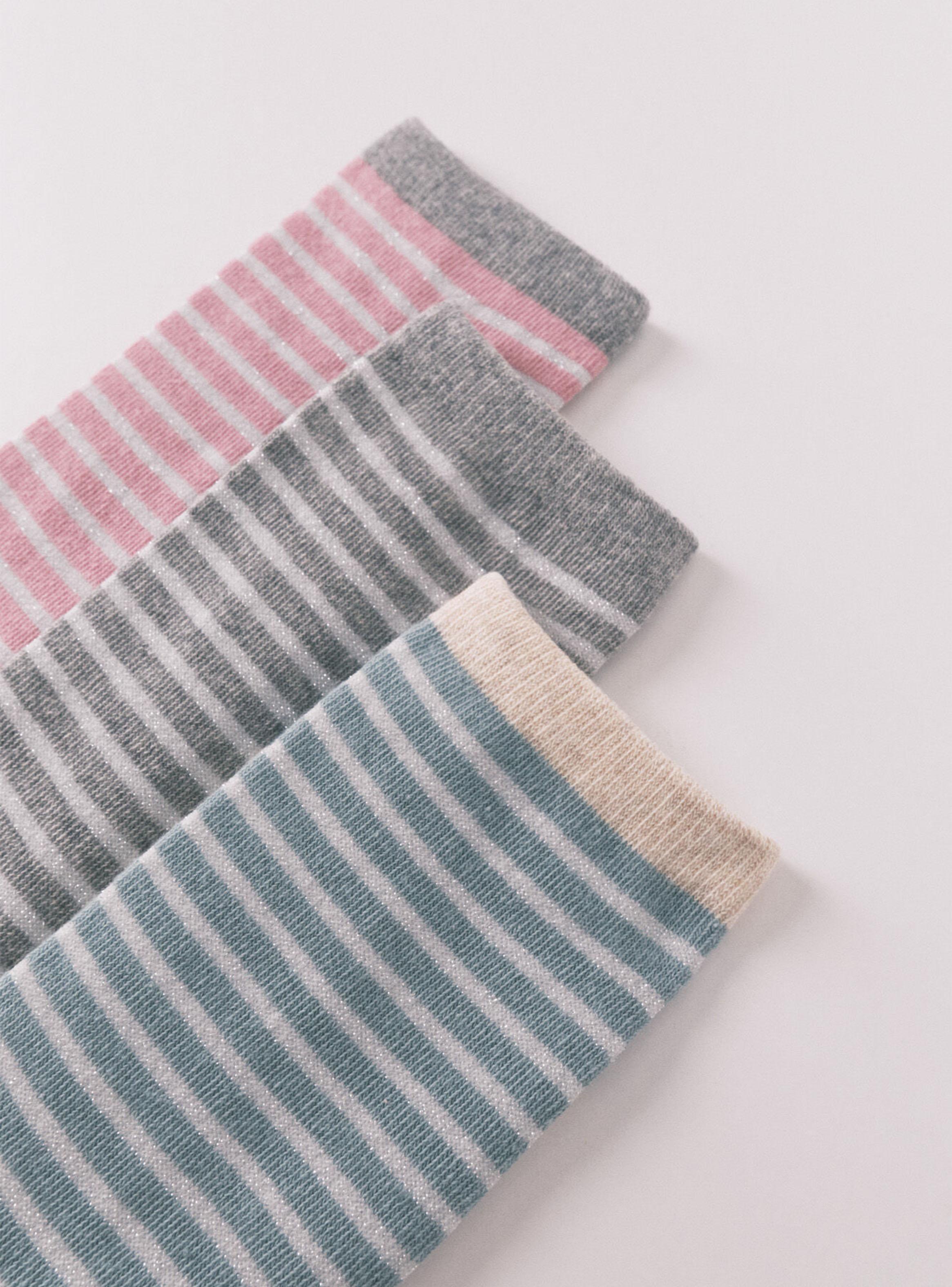 Pack 3 Calcetín Largos Rayas Lurex-2