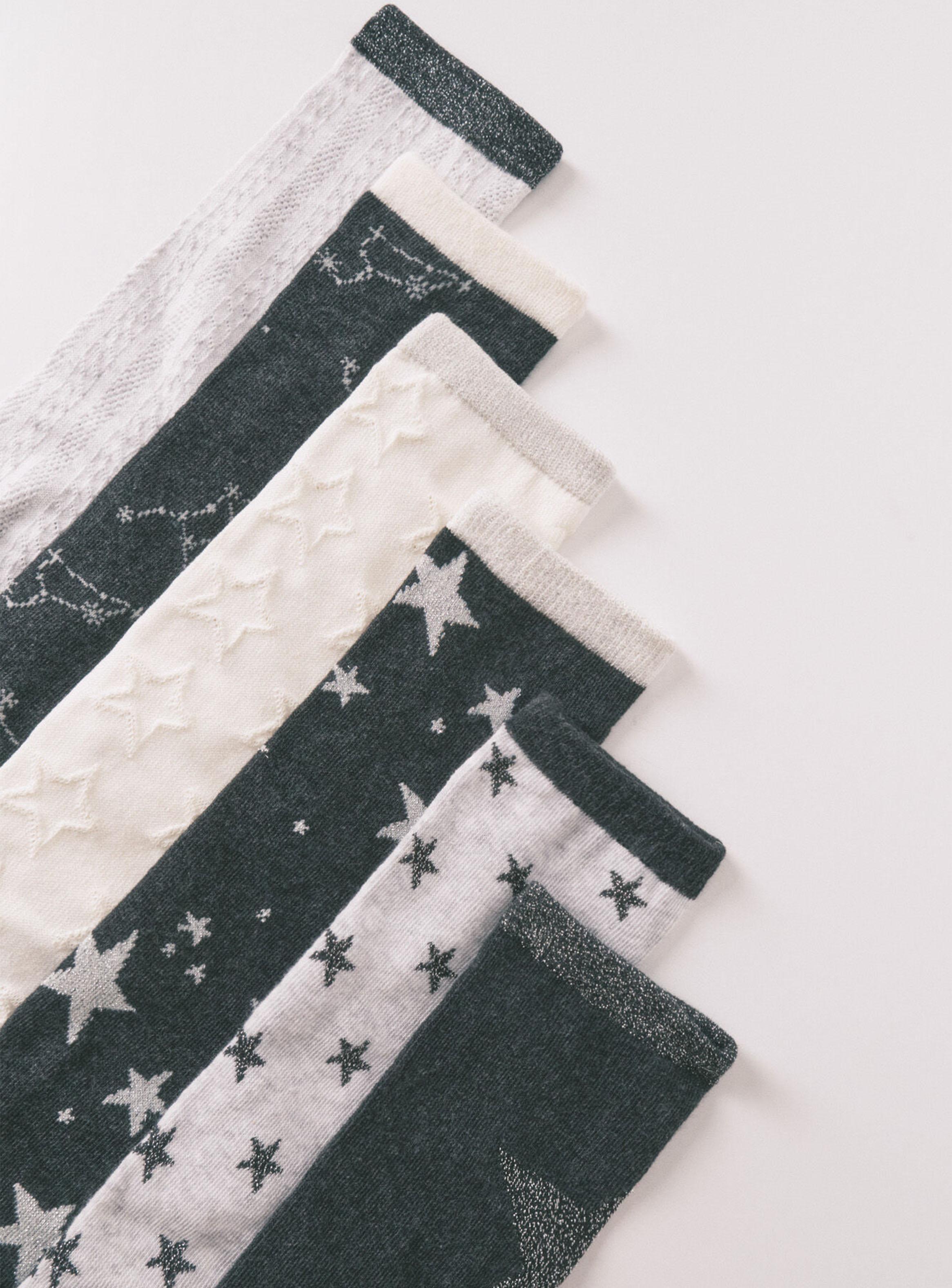 Pack 6 Calcetín Largo Algodón Estrellas-2