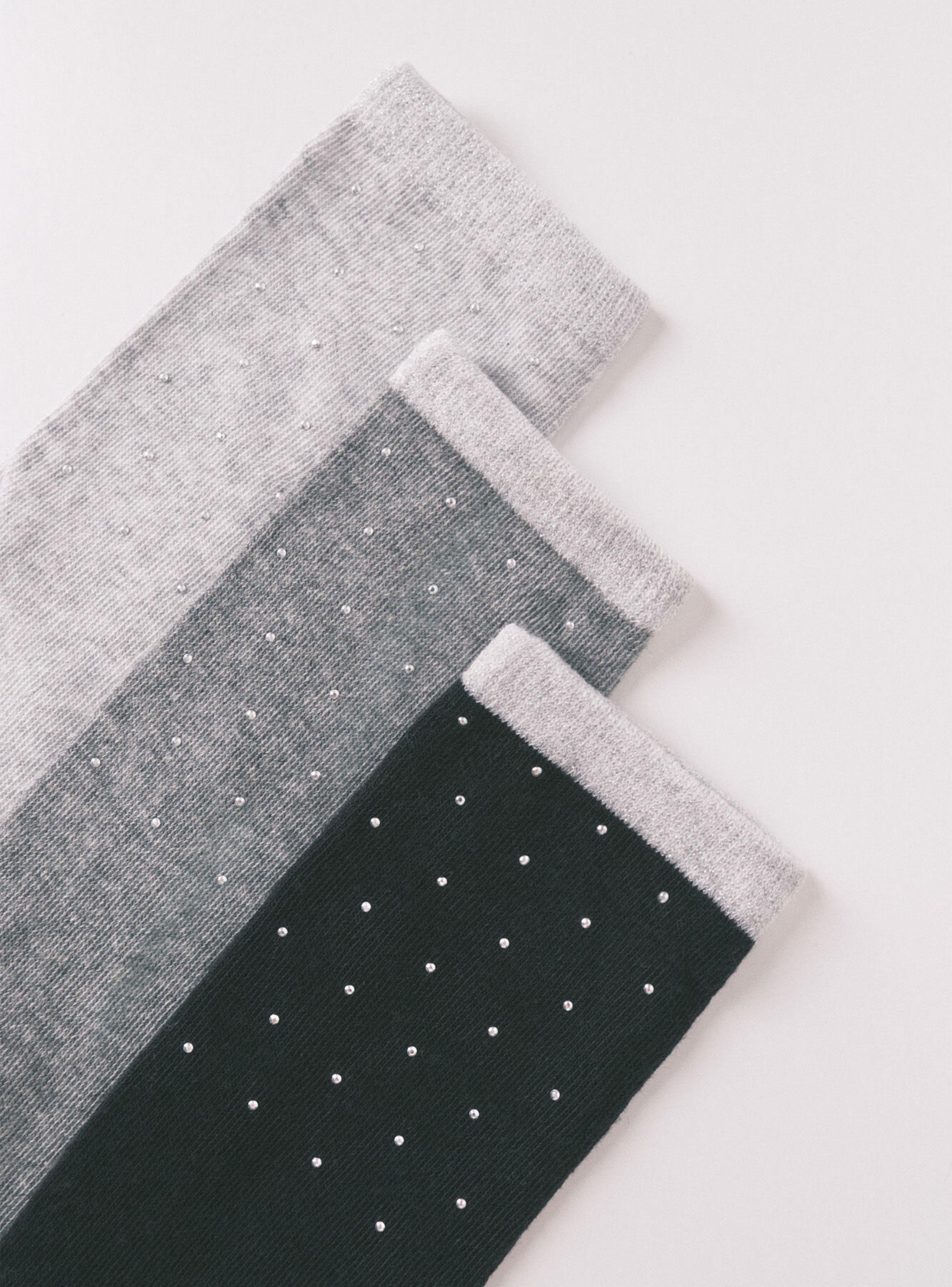 Pack 3 Calcetín Largo Algodón Mix Brillo-2