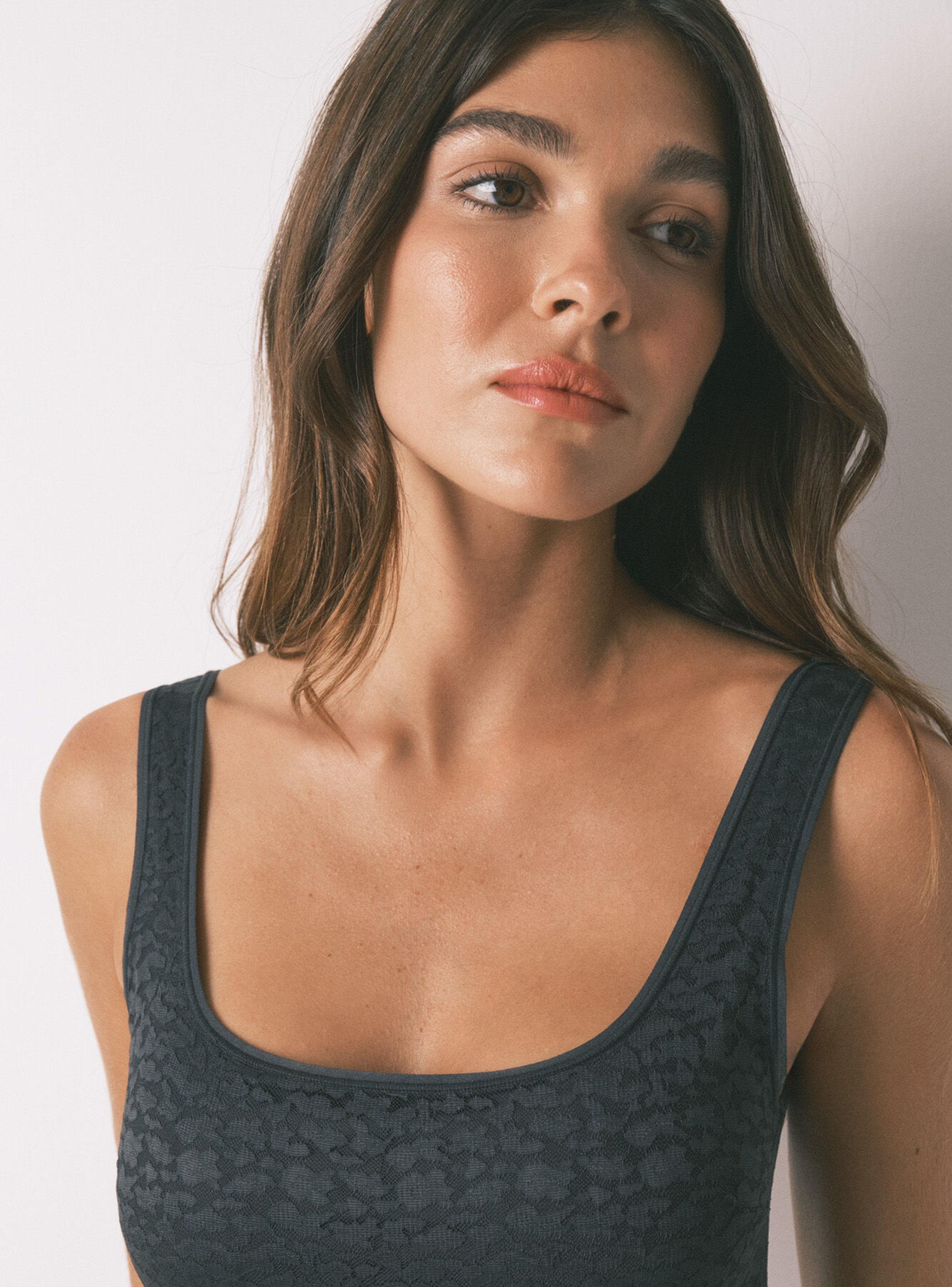 Body Encaje Animal Print Gris-2