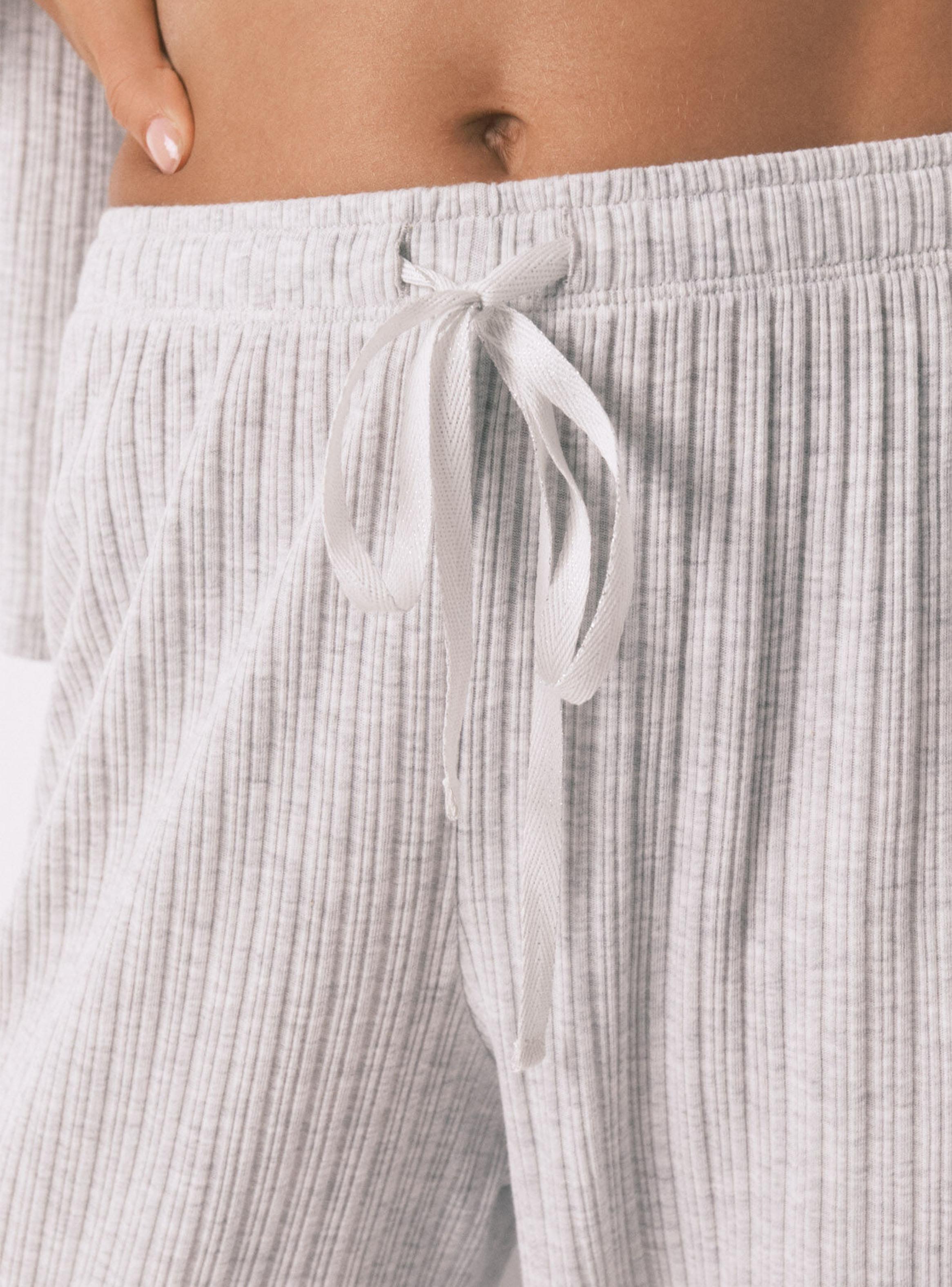 Pijama Largo Algodón Canalé Gris-2