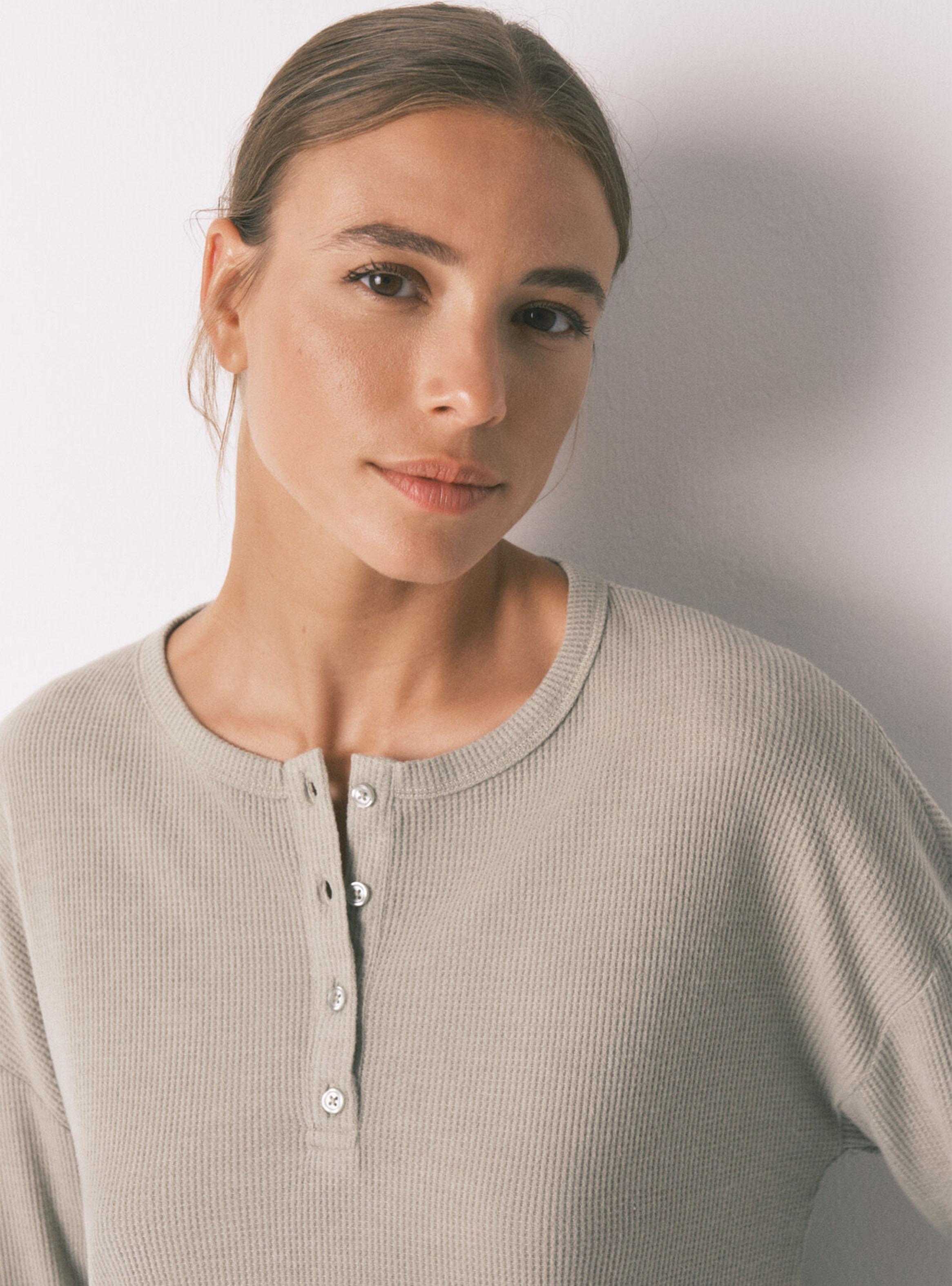 Pijama Largo Textura Waffle Verde-4