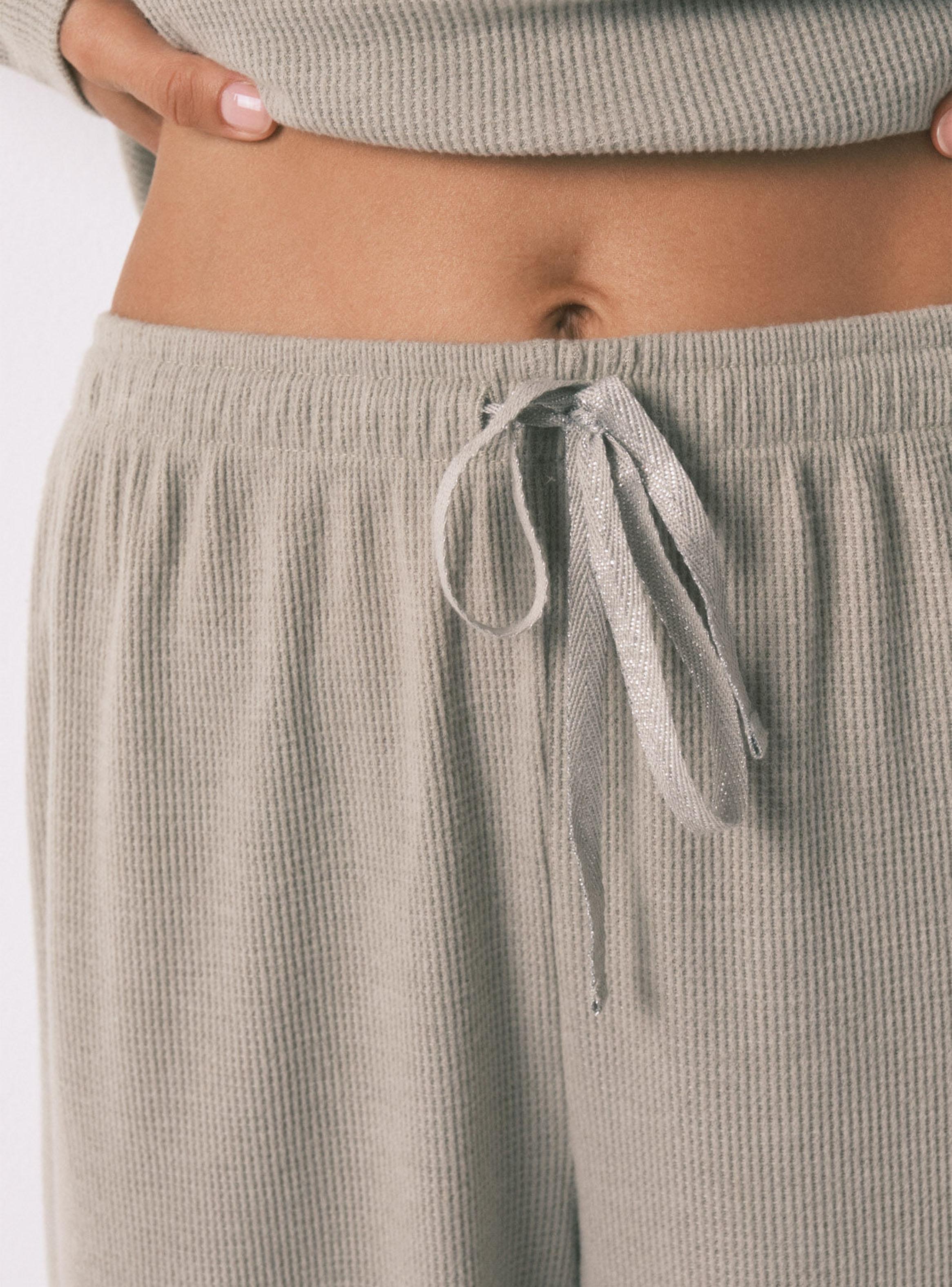 Pijama Largo Textura Waffle Verde-3