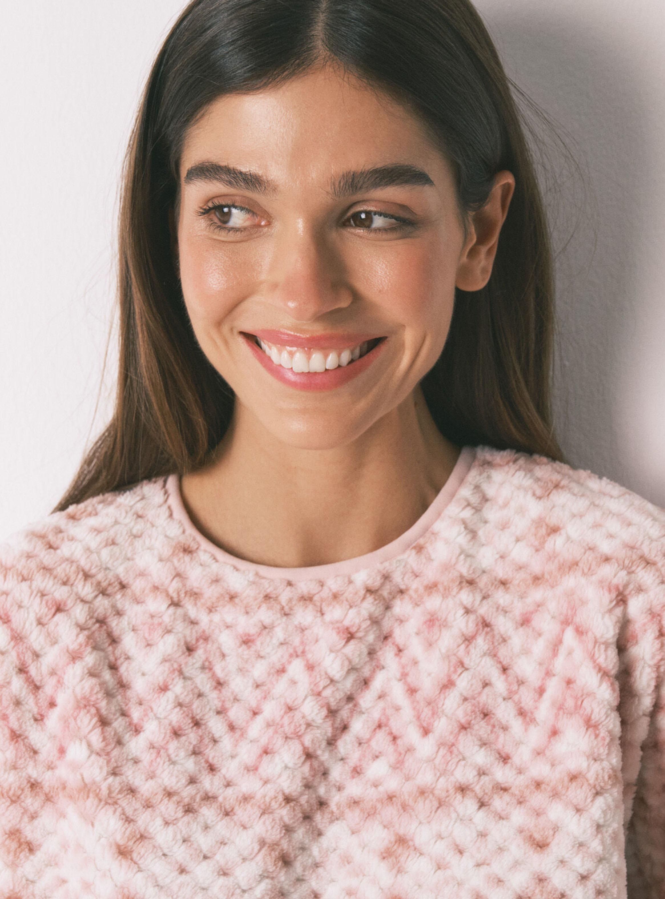 Pijama Largo Polar Rosa Cenefa-3