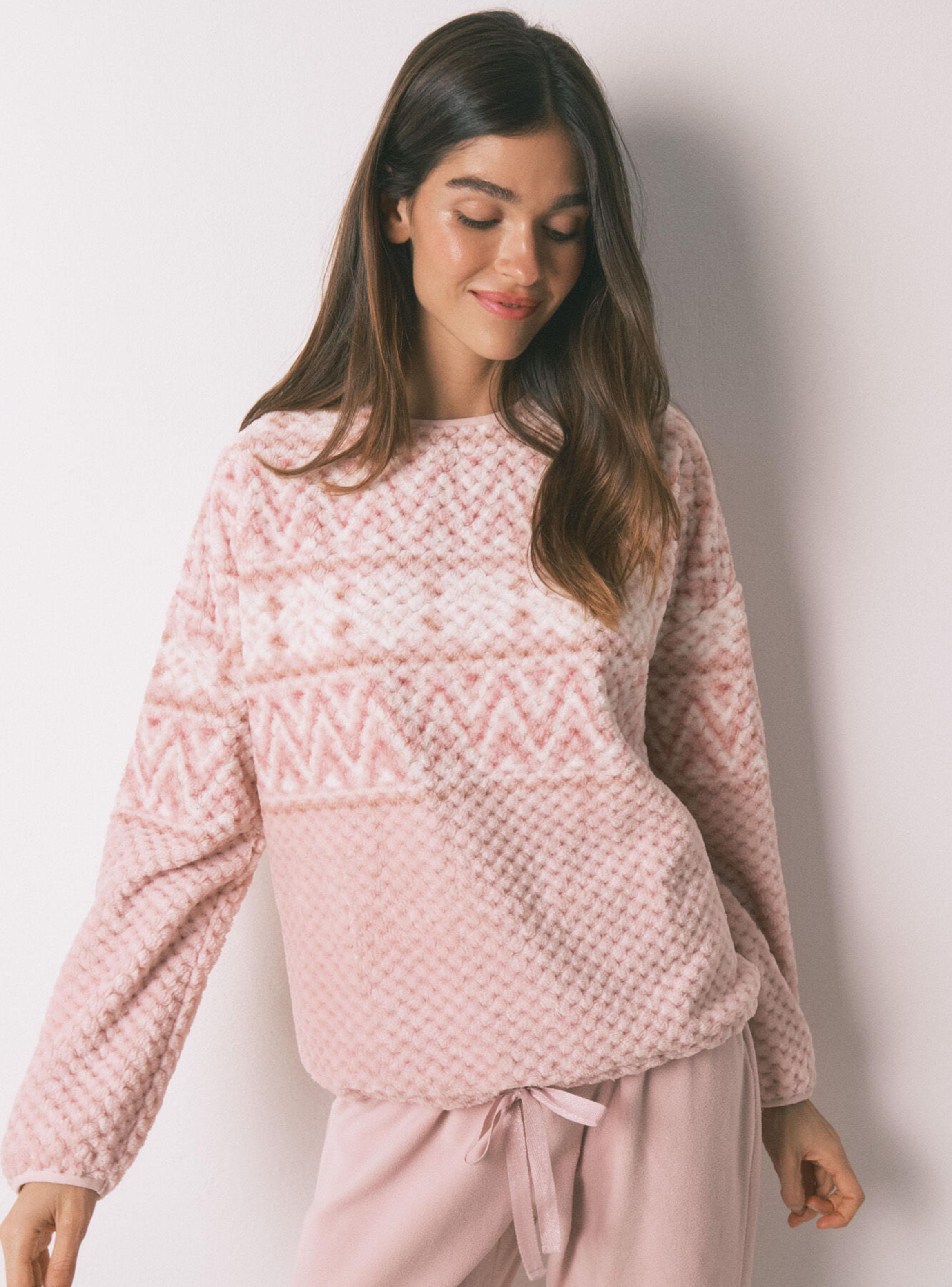 Pijama Largo Polar Rosa Cenefa-2