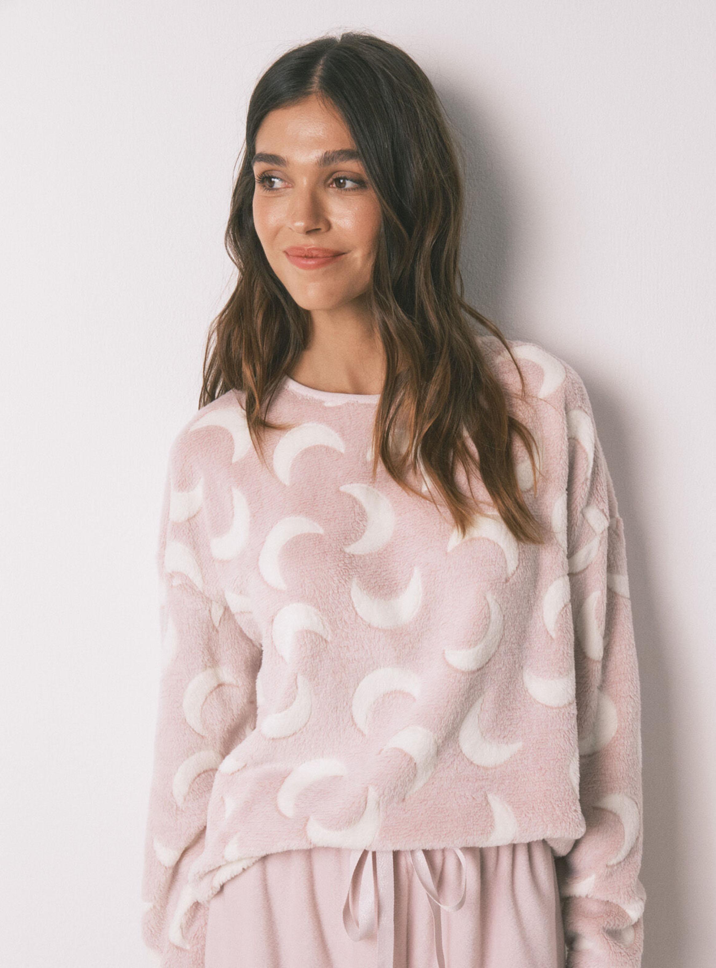 Pijama Largo Polar Mousse Lunas-2