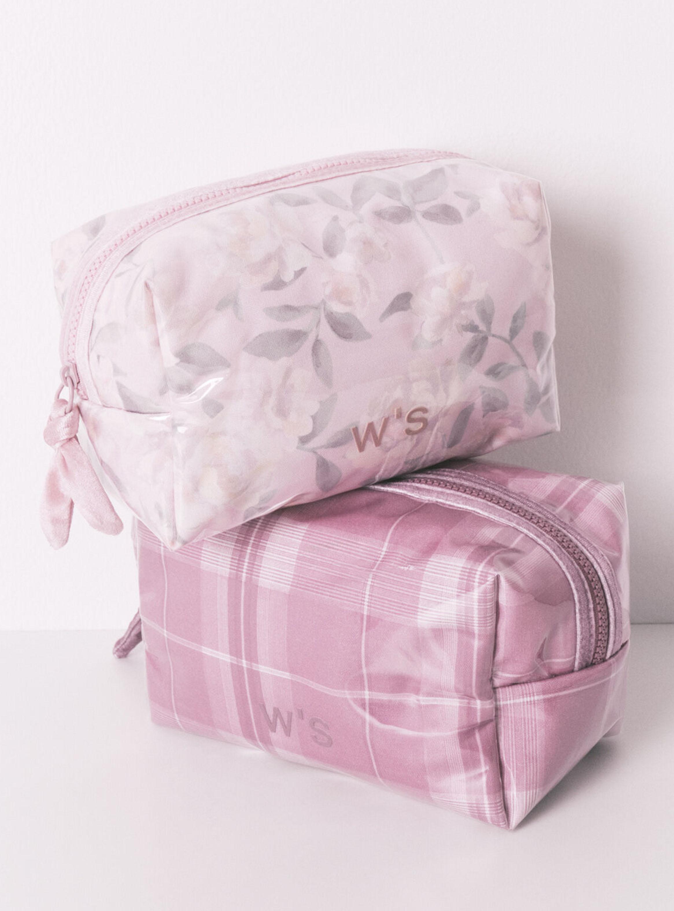 Neceser Mediano Estampado Flores Rosa-3