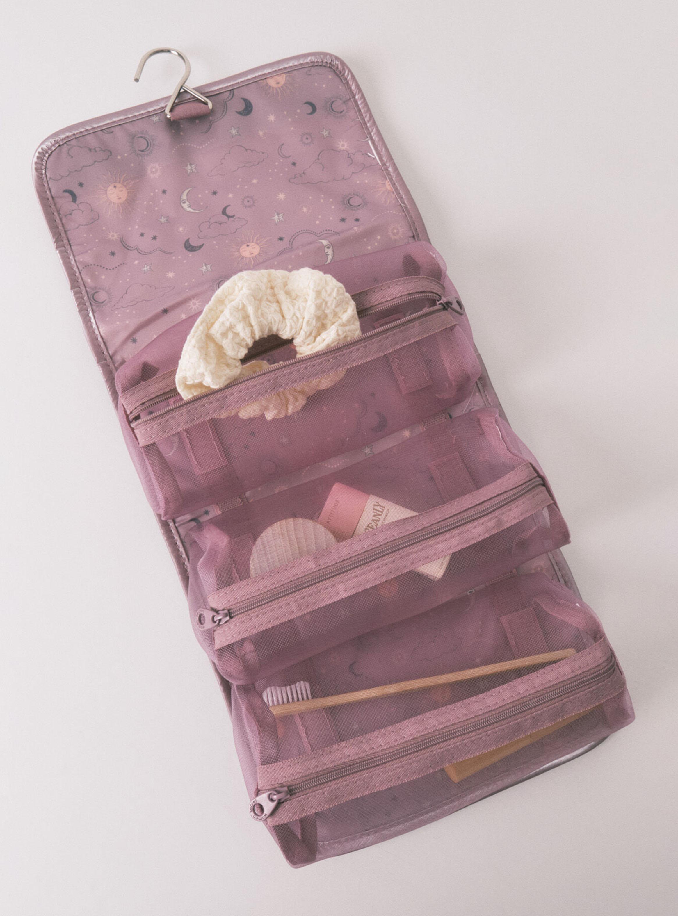 Neceser Mediano Percha Satinado Rosa-2