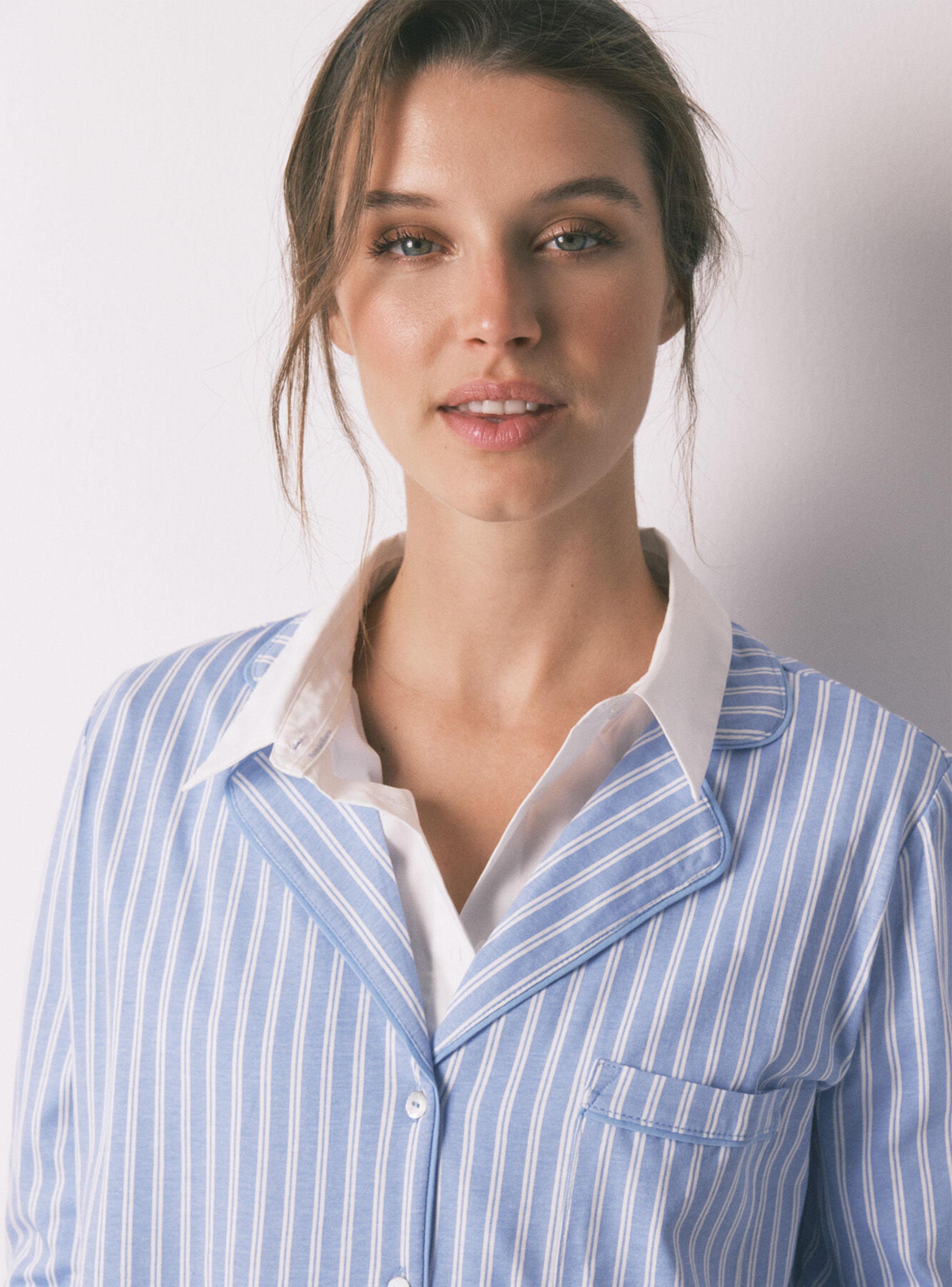 Pijama Camisero Largo Algodón Rayas-3