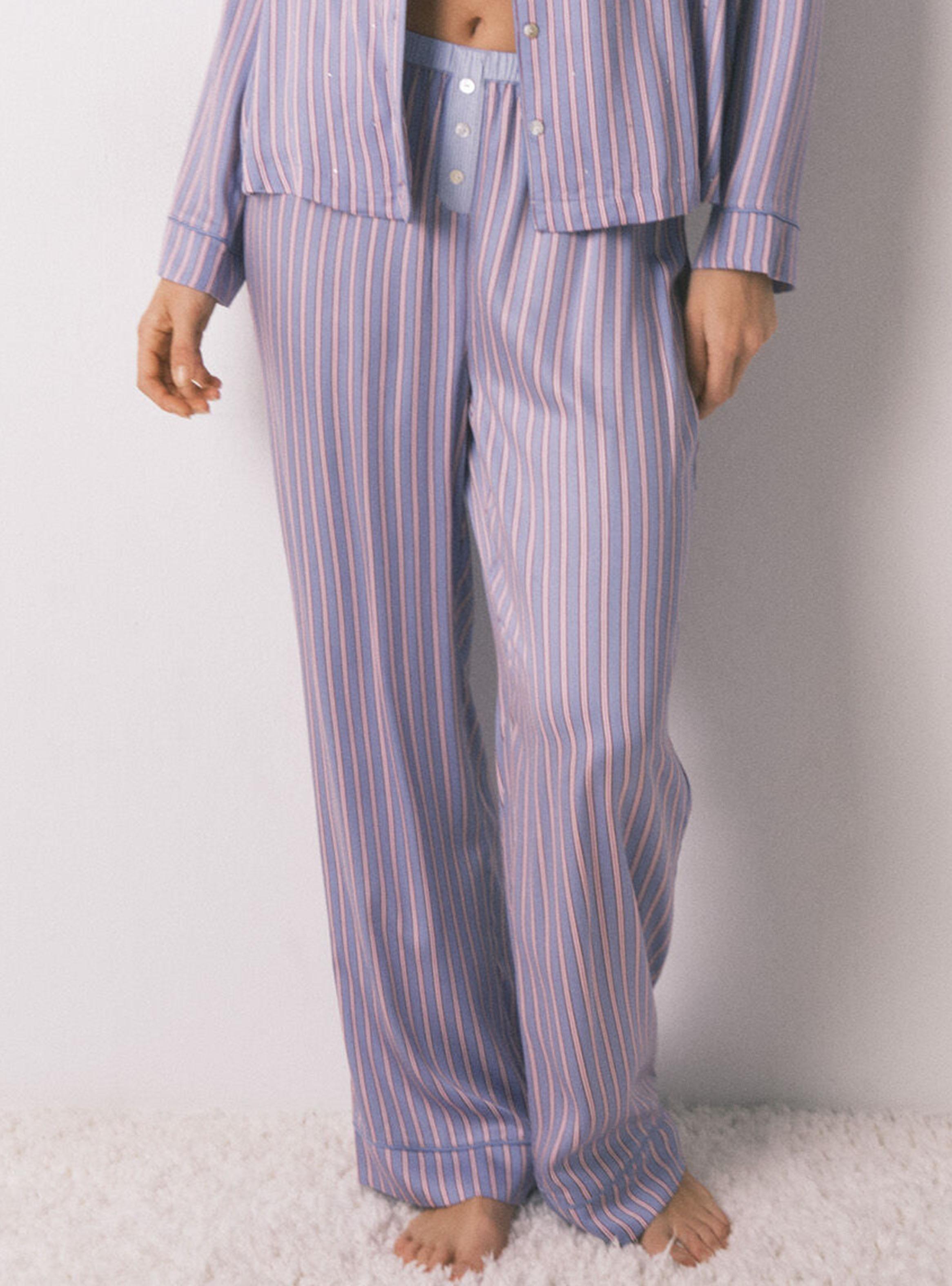 Pijama Camisero Largo Satén Print Rayas-2