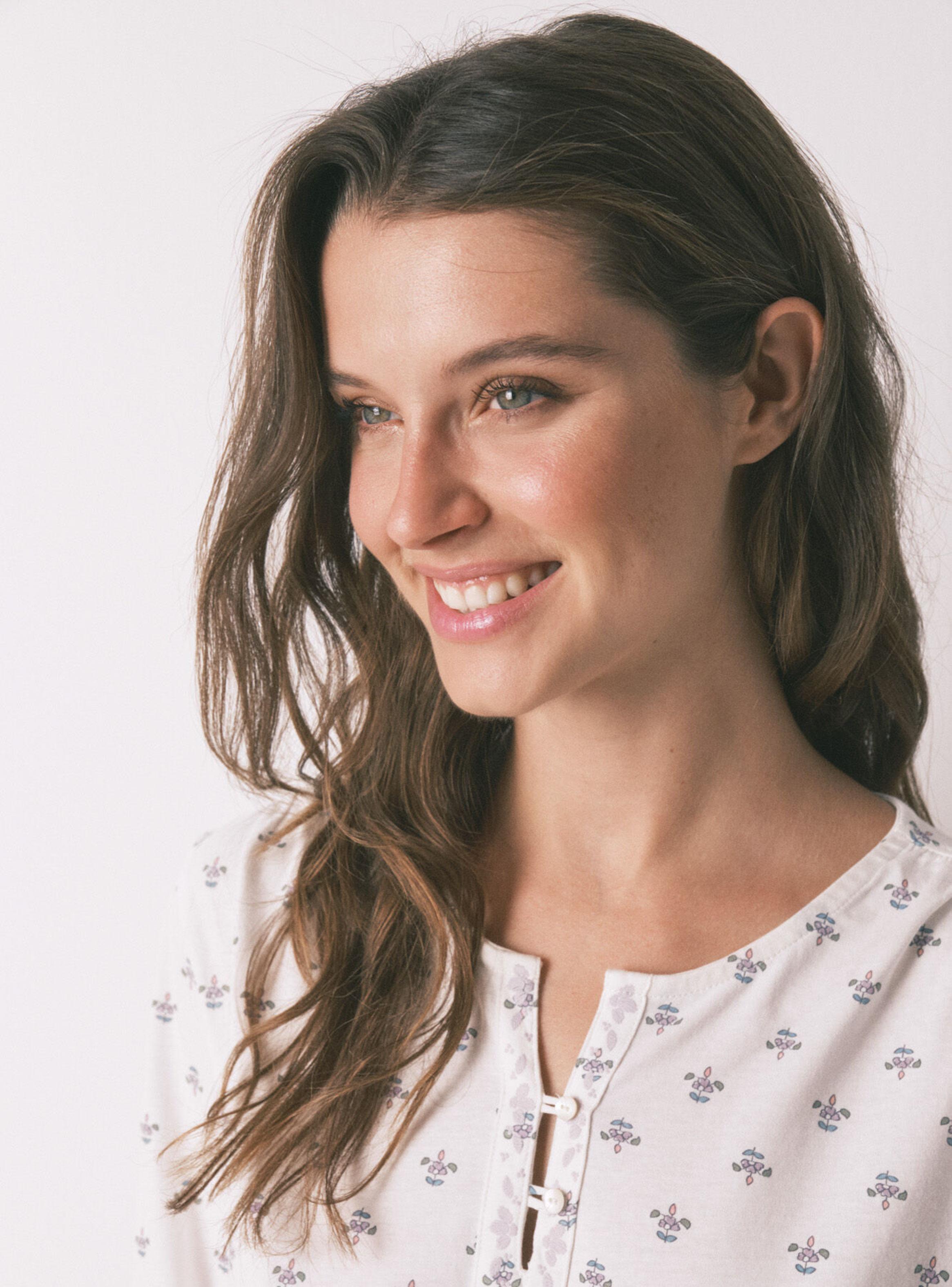 Camisón Manga Larga Algodón Flores-3